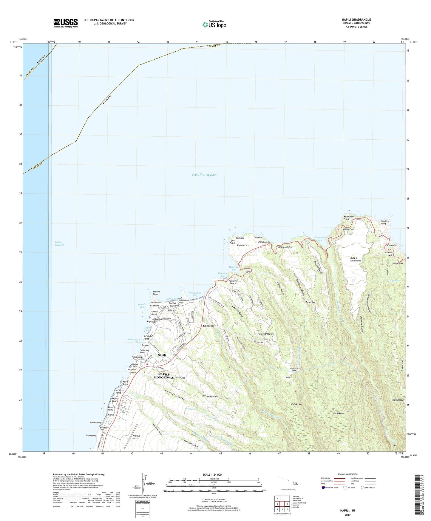 Napili Hawaii US Topo Map Image