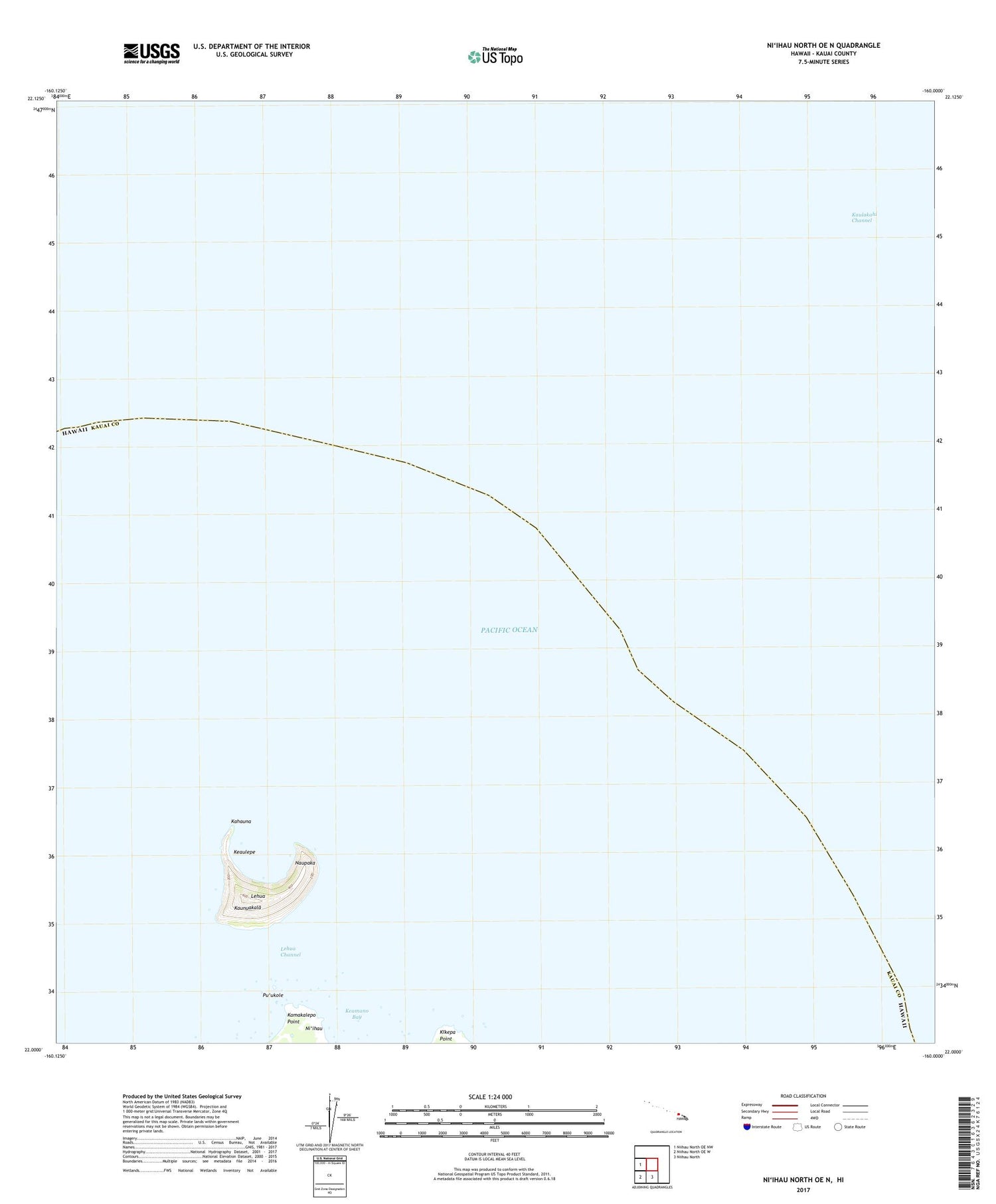 Niihau North OE N Hawaii US Topo Map Image