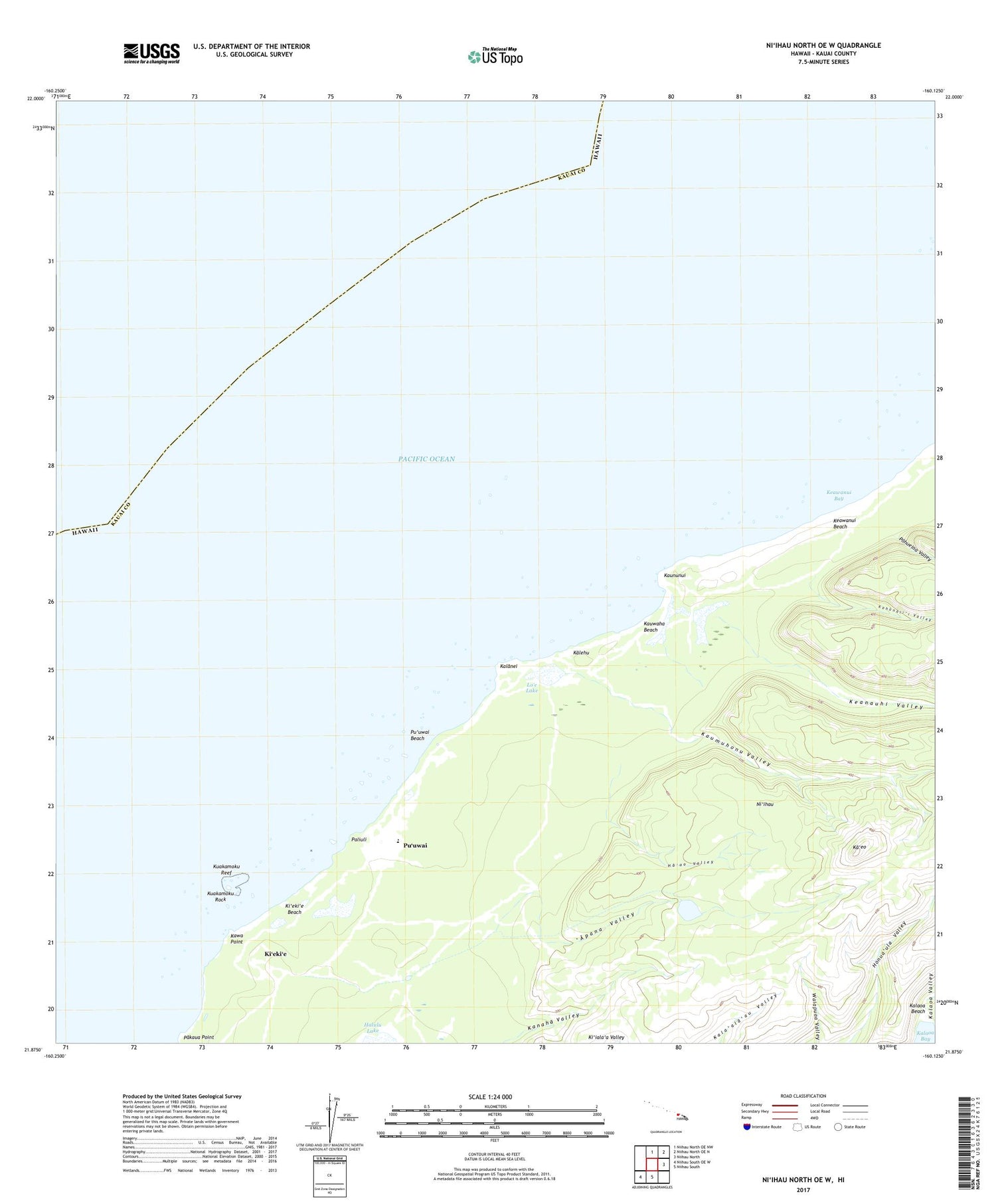 Niihau North OE W Hawaii US Topo Map Image