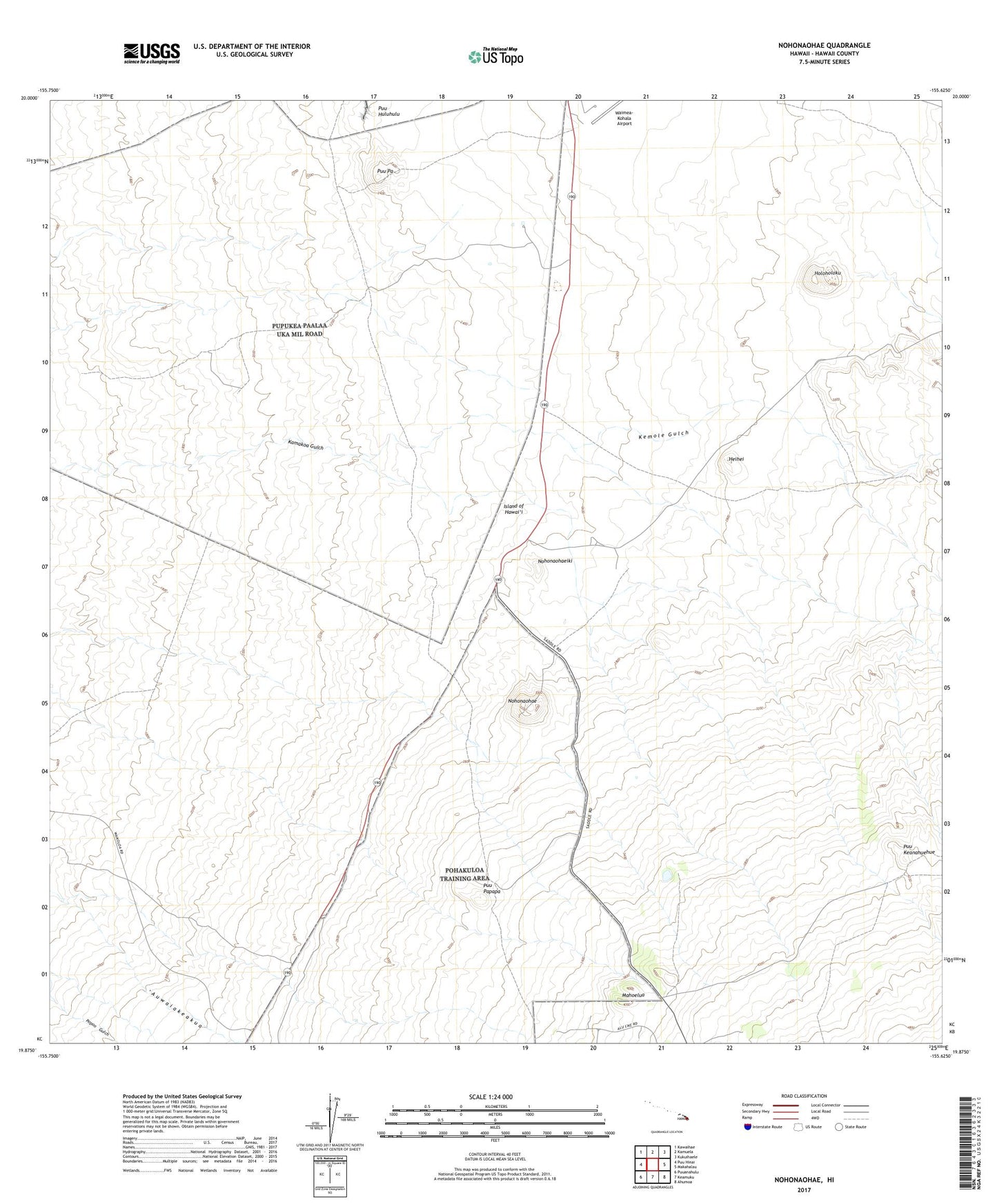 Nohonaohae Hawaii US Topo Map Image
