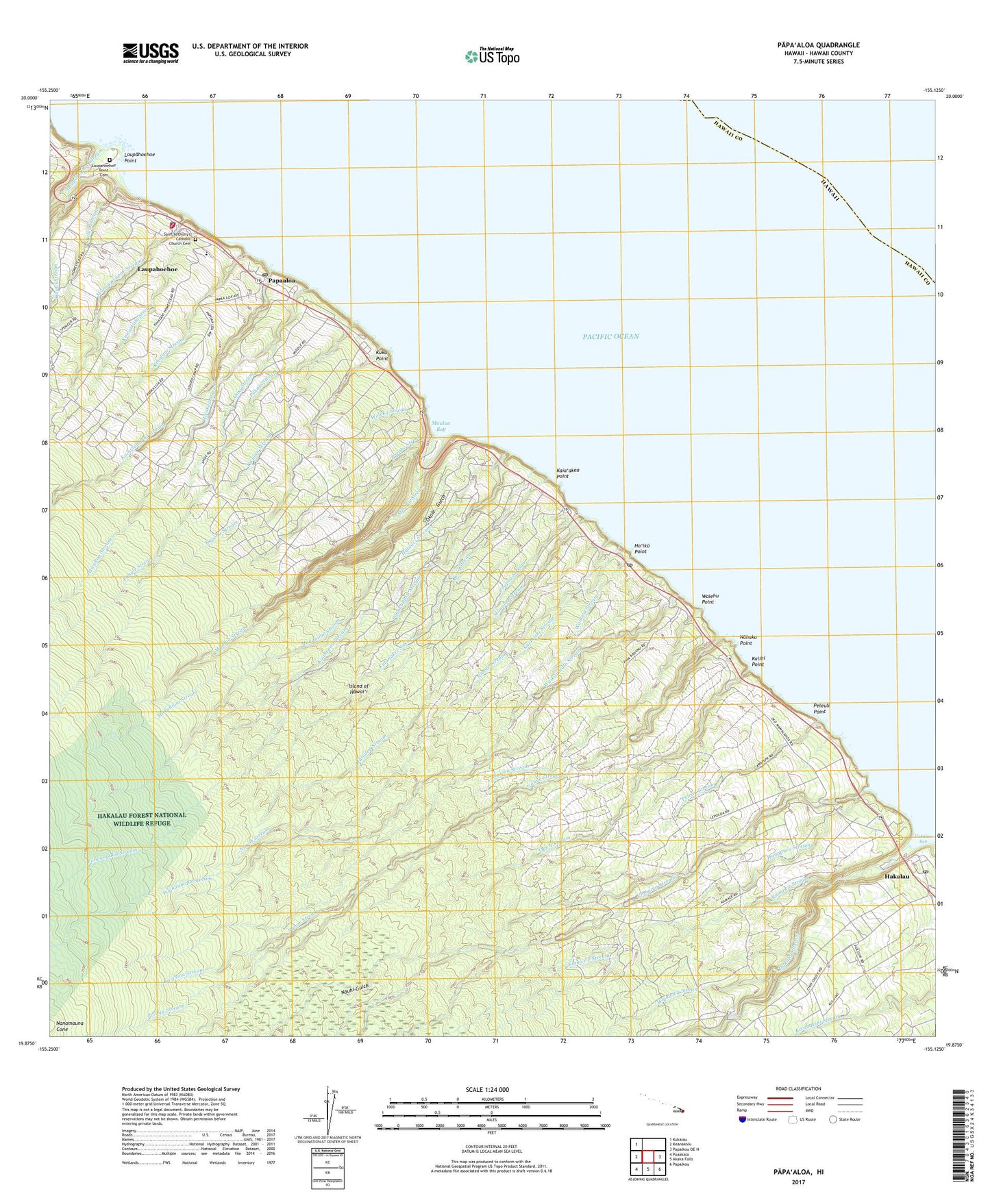 Papaaloa Hawaii US Topo Map Image