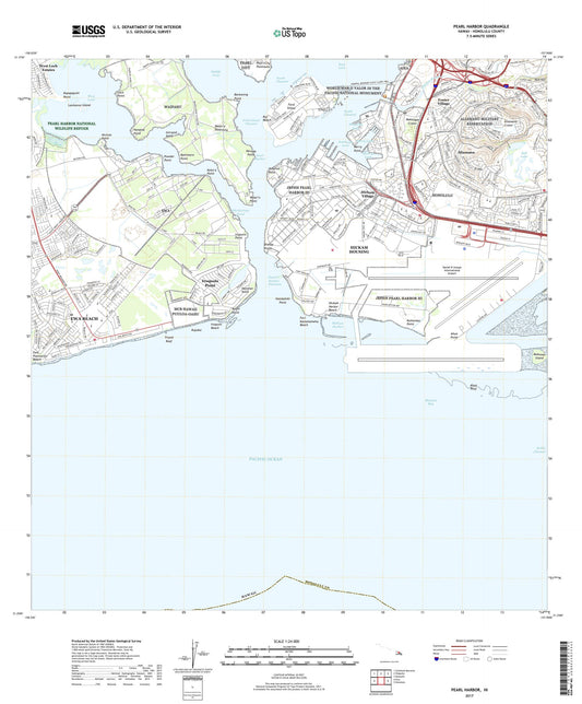 Pearl Harbor Hawaii US Topo Map Image