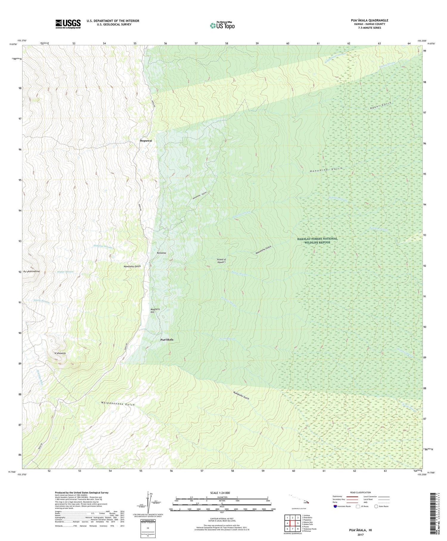 Puaakala Hawaii US Topo Map Image