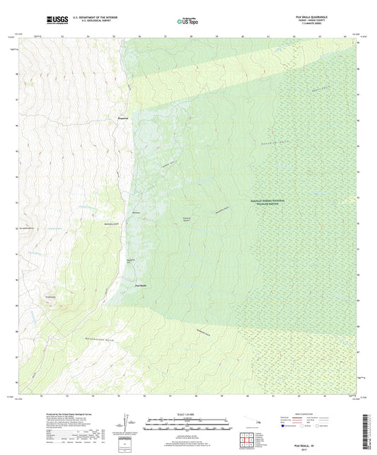 Puaakala Hawaii US Topo Map Image