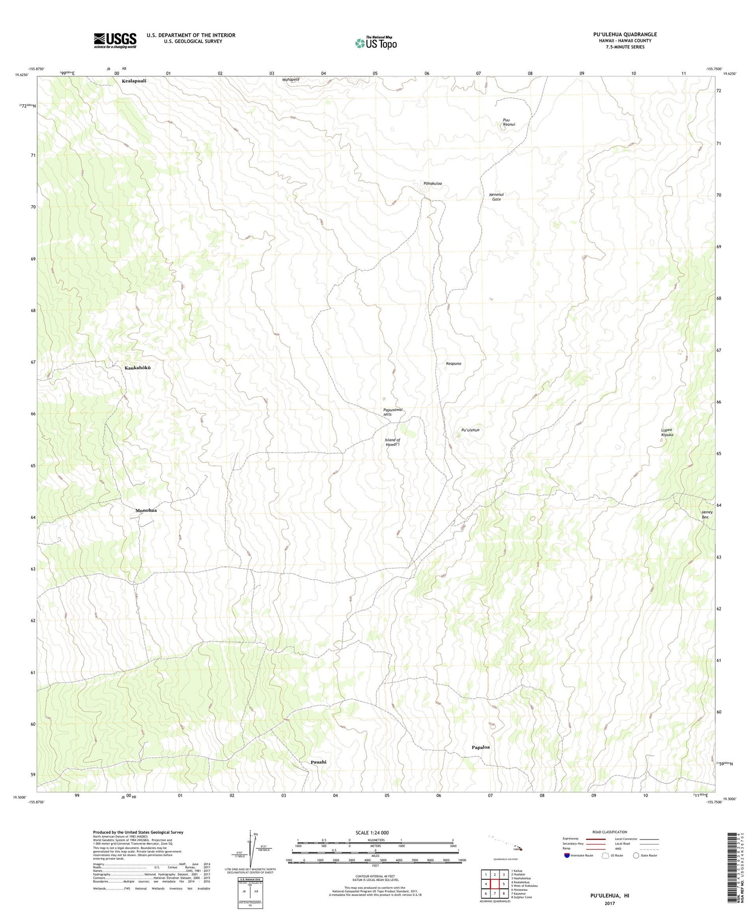 Puulehua Hawaii US Topo Map Image