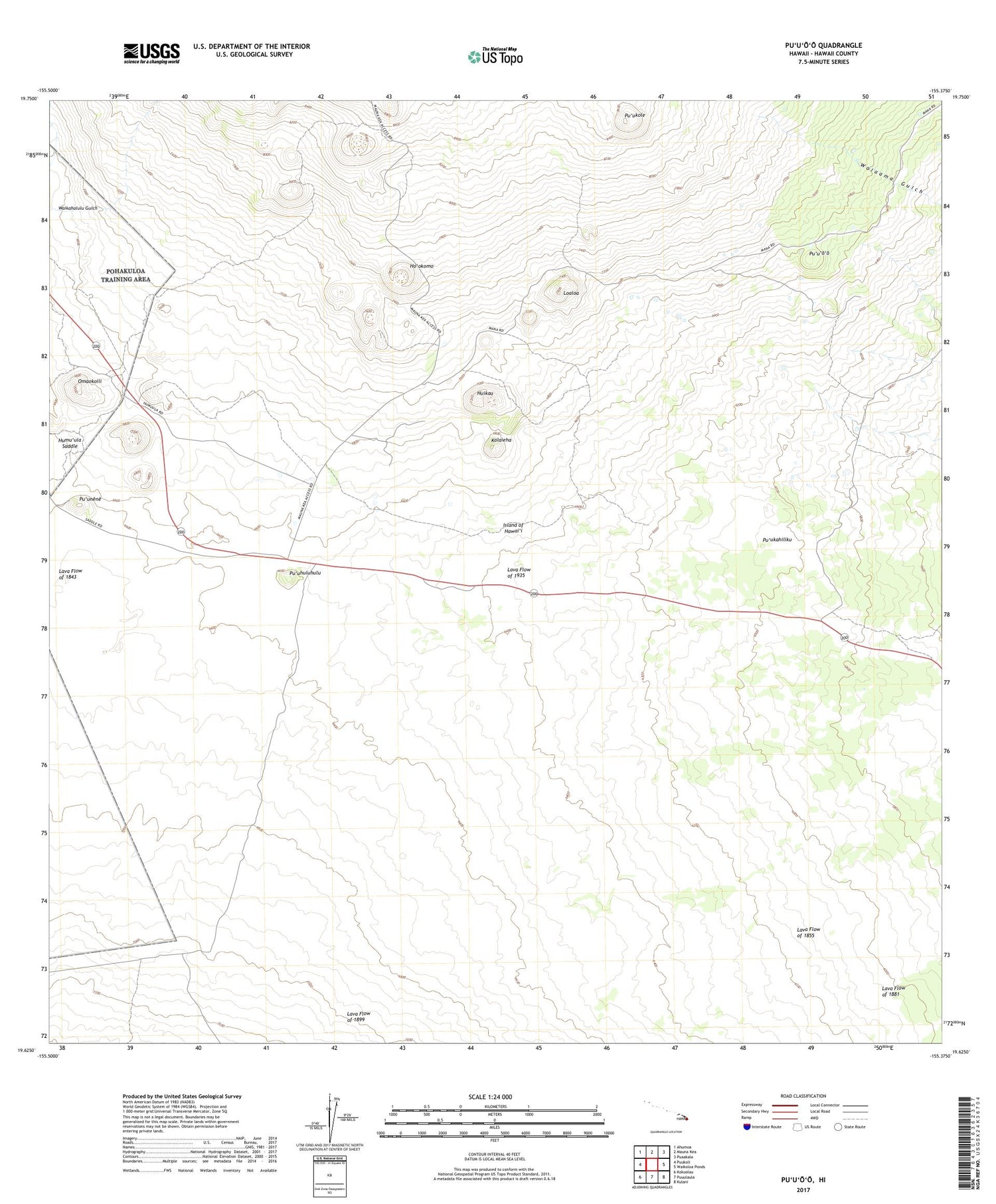 Puuoo Hawaii US Topo Map Image