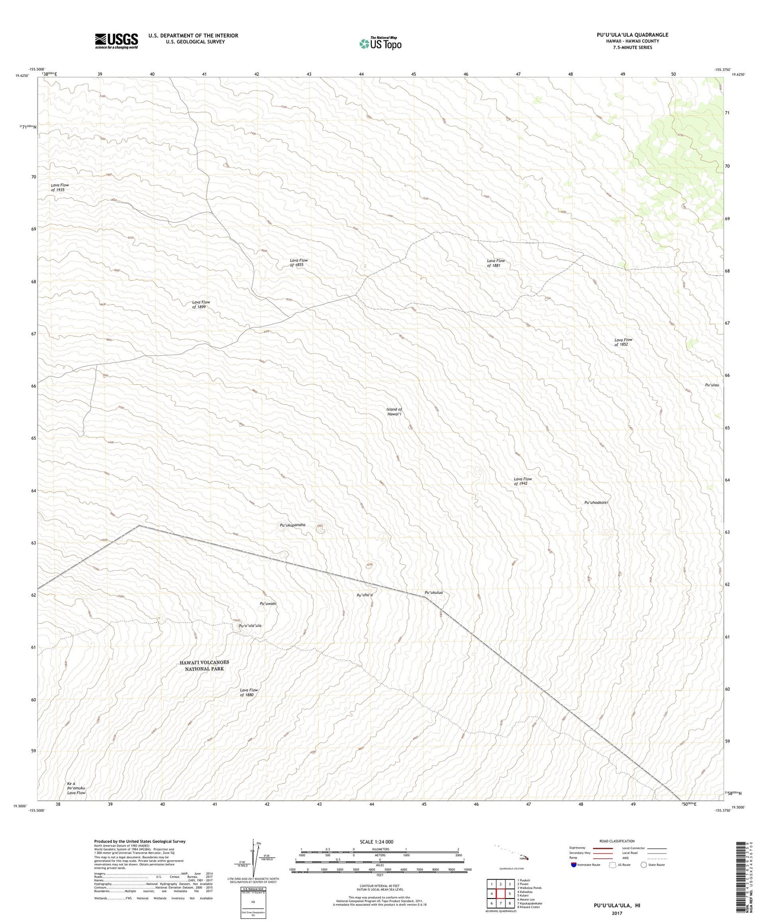 Puuulaula Hawaii US Topo Map Image