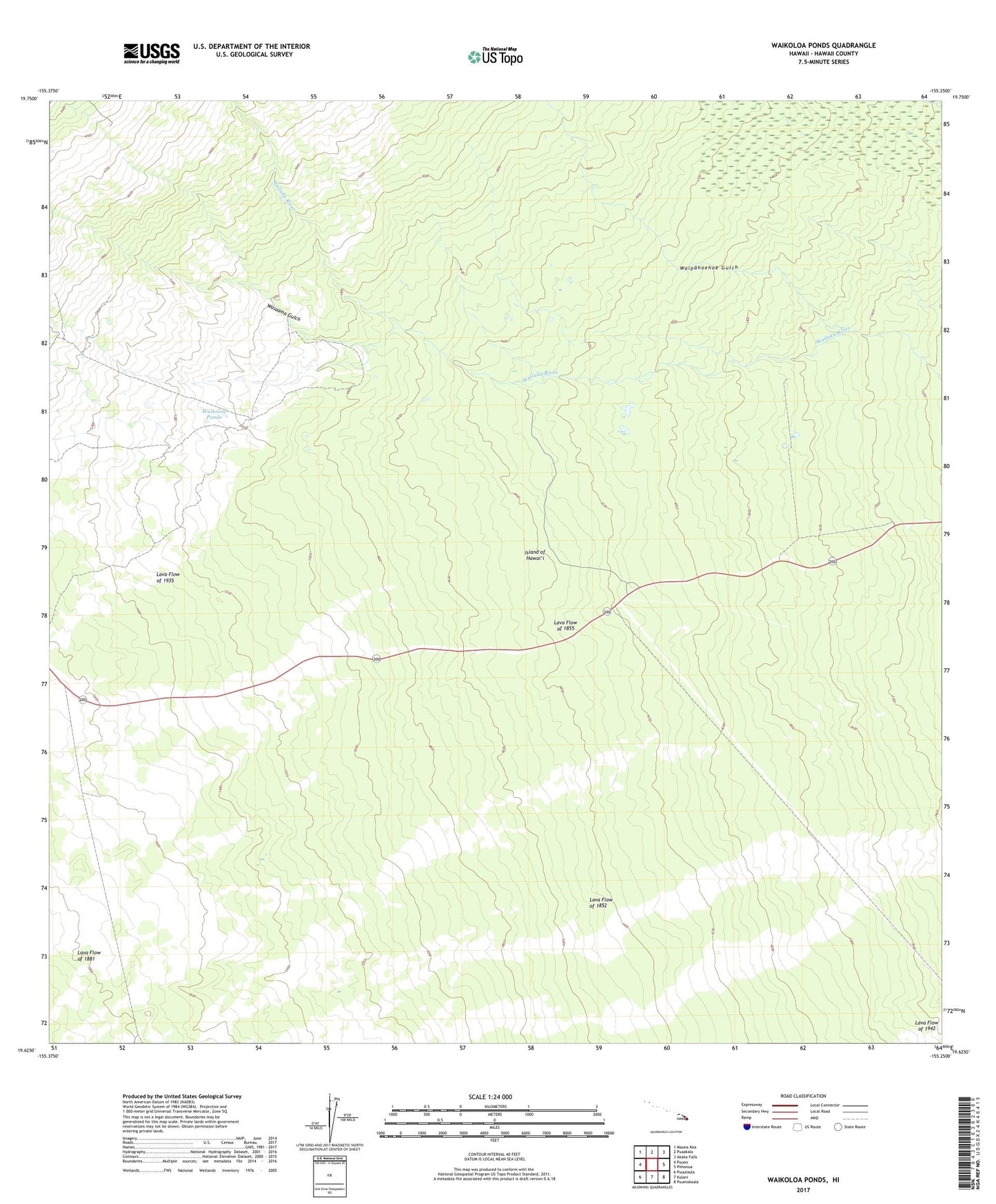 Waikoloa Ponds Hawaii US Topo Map Image