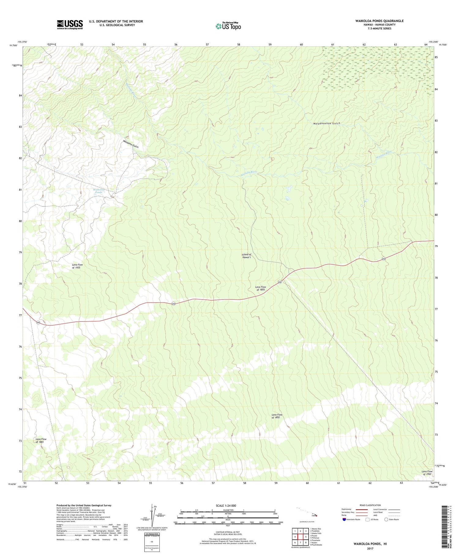 Waikoloa Ponds Hawaii US Topo Map Image
