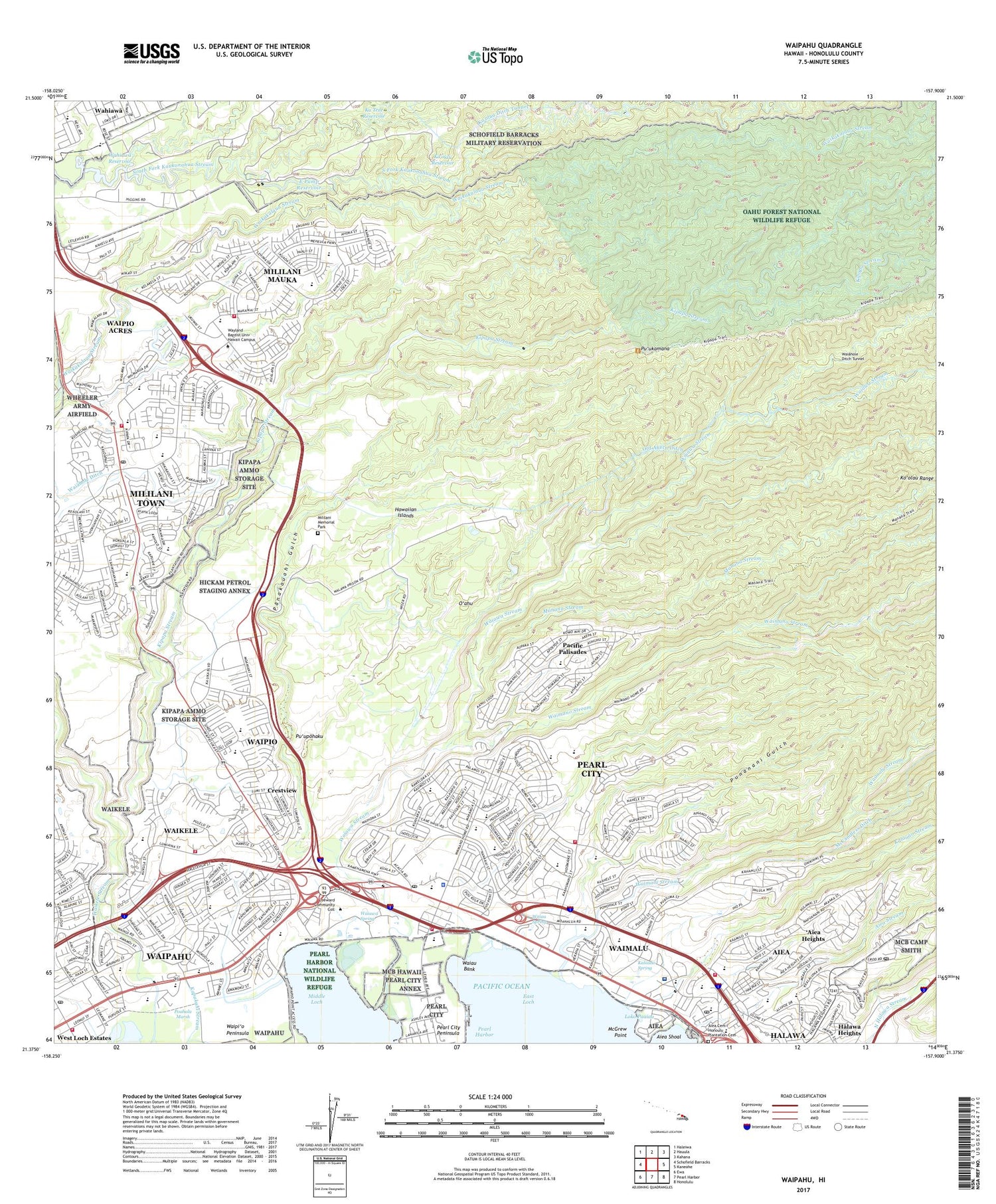 Waipahu Hawaii US Topo Map Image