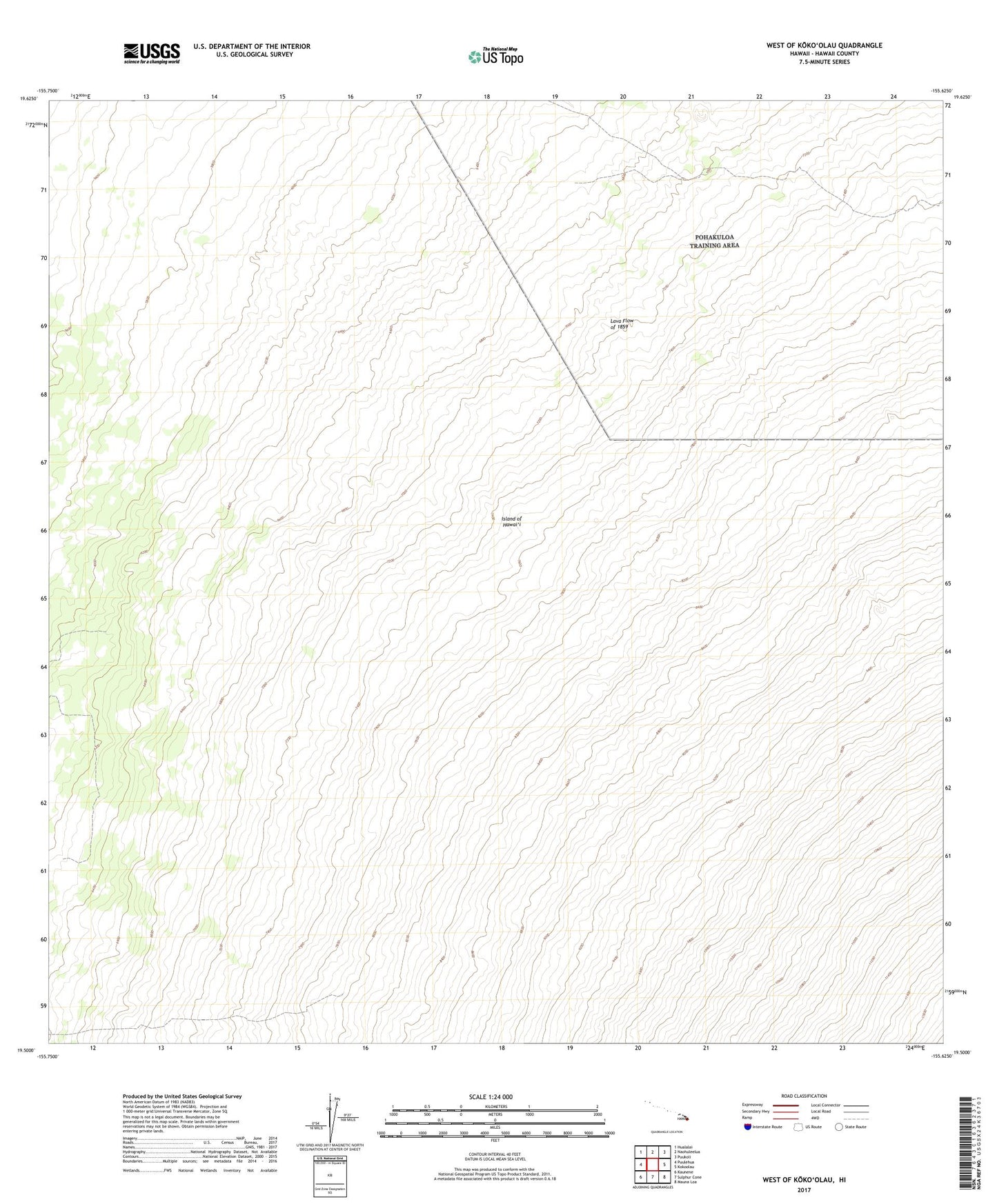 West of Kokoolau Hawaii US Topo Map Image