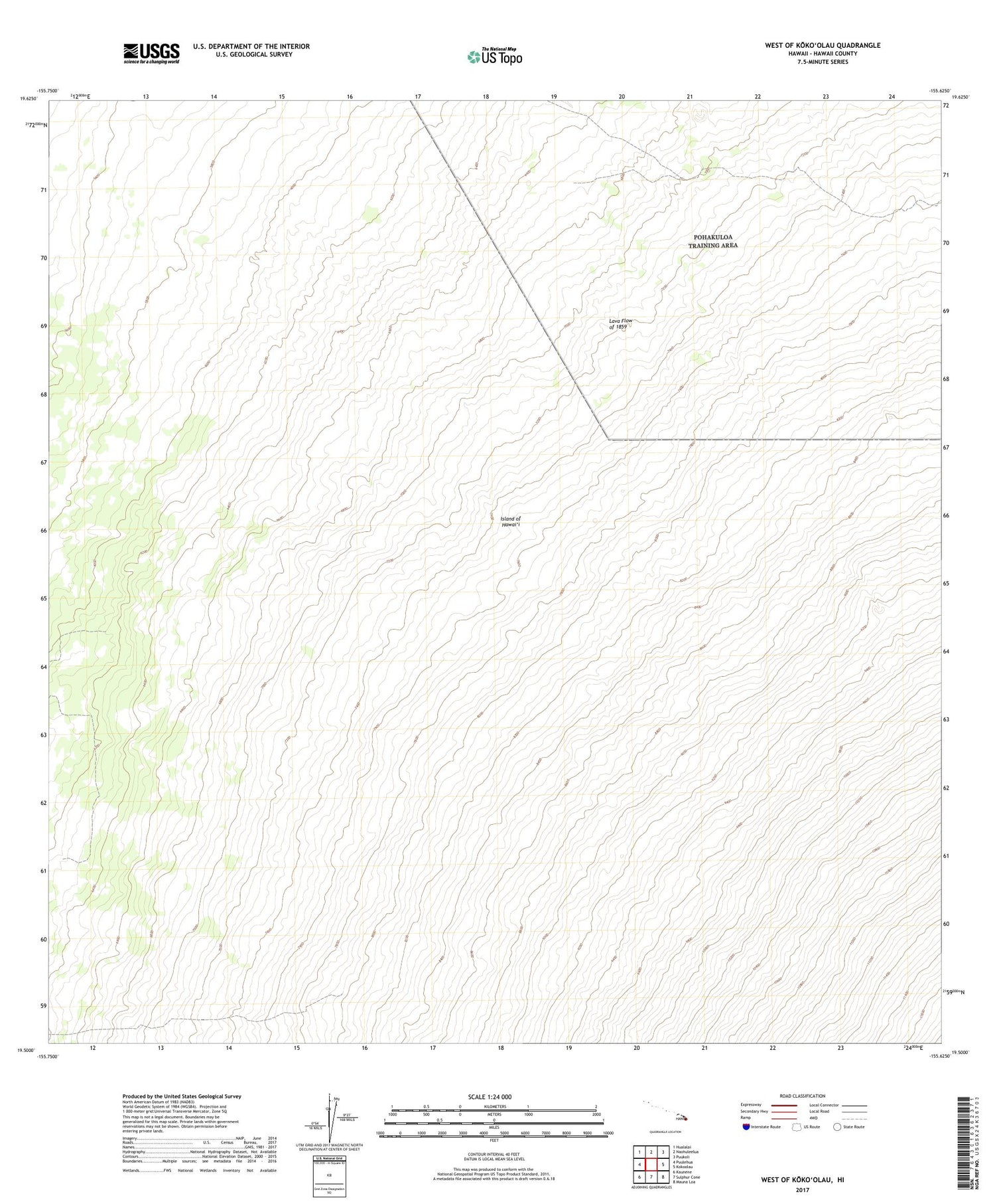 West of Kokoolau Hawaii US Topo Map Image