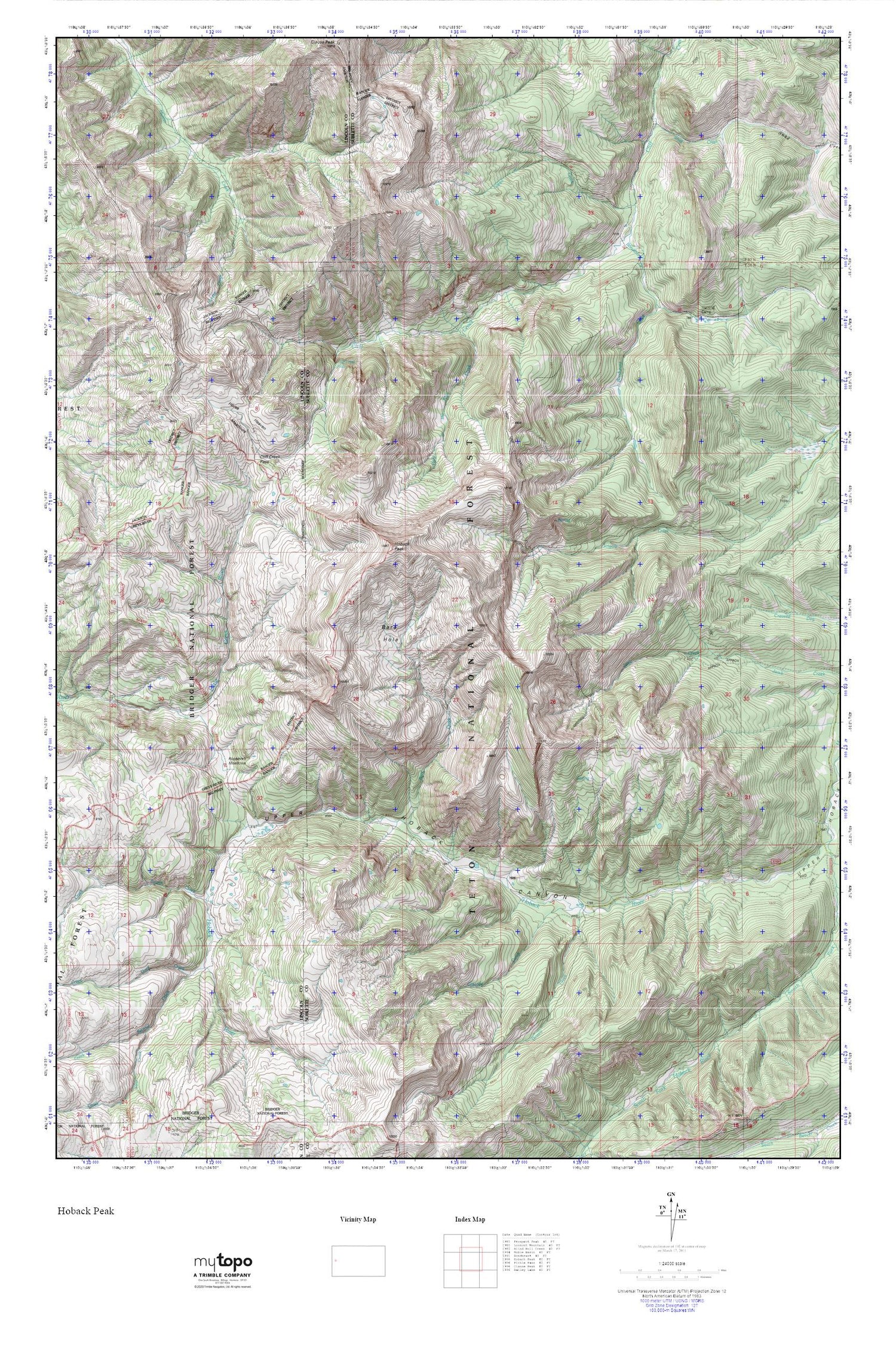 Hoback Peak MyTopo Explorer Series Map Image