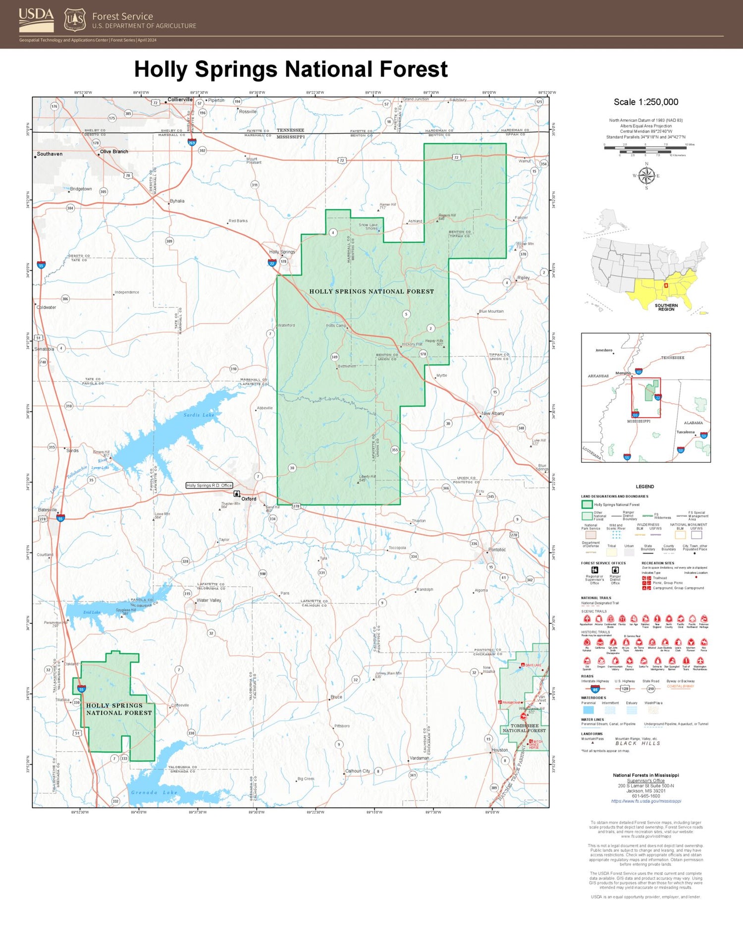 Holly Springs National Forest Map