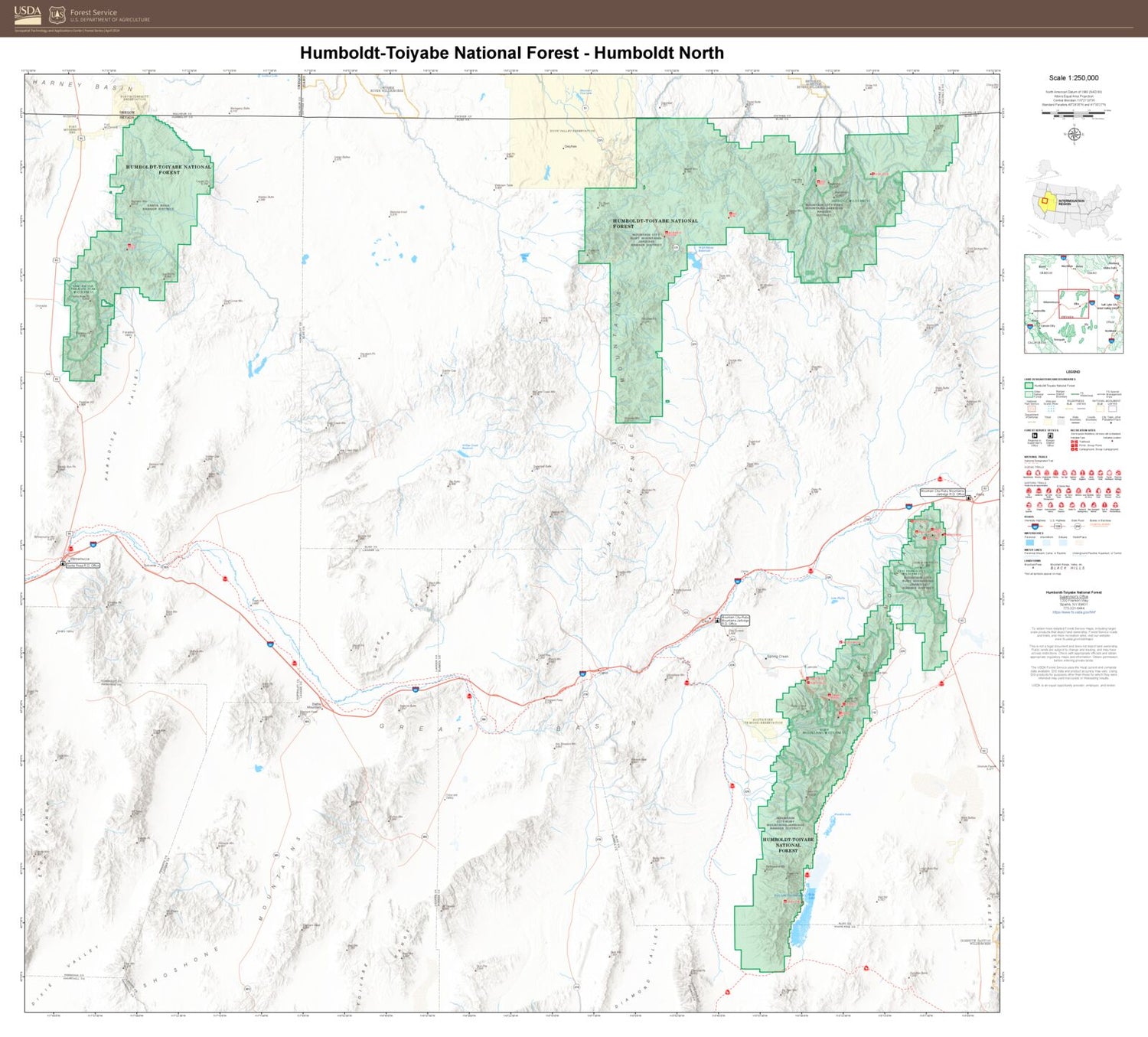 Humboldt-Toiyabe National Forest Humboldt North Map