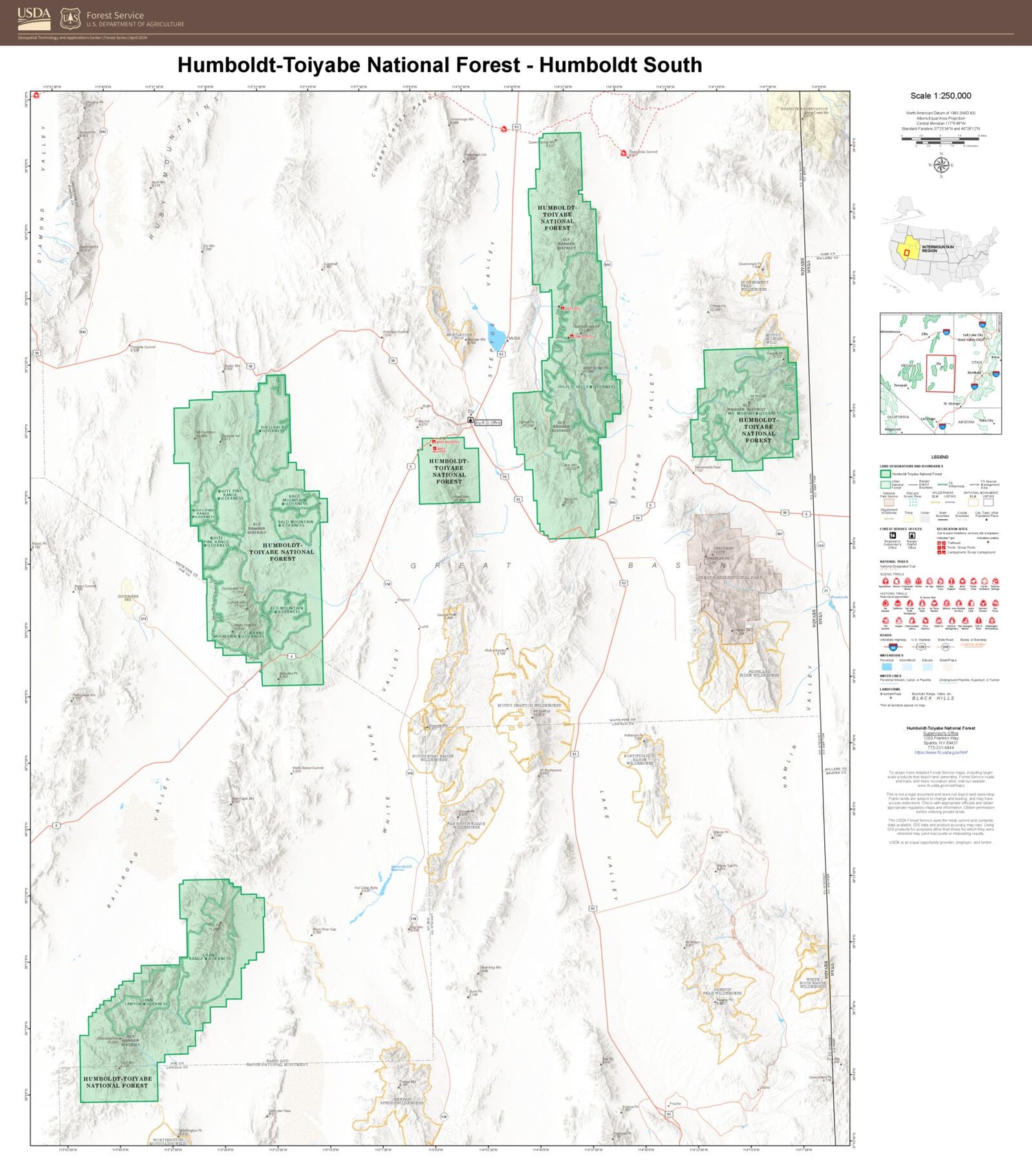 Humboldt-Toiyabe National Forest Humboldt South Map