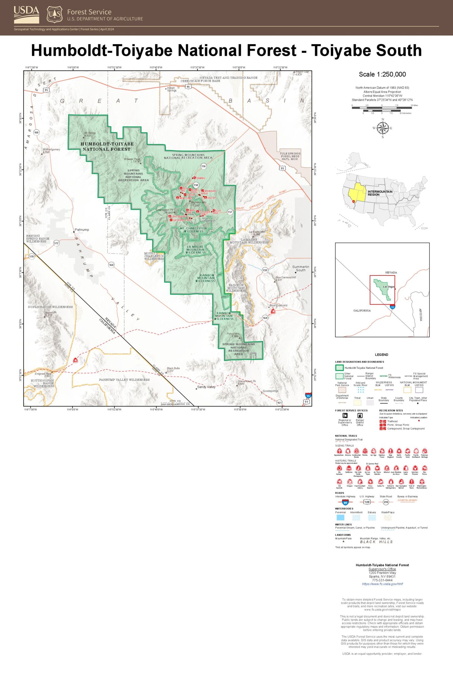 Humboldt-Toiyabe National Forest Toiyabe South Map