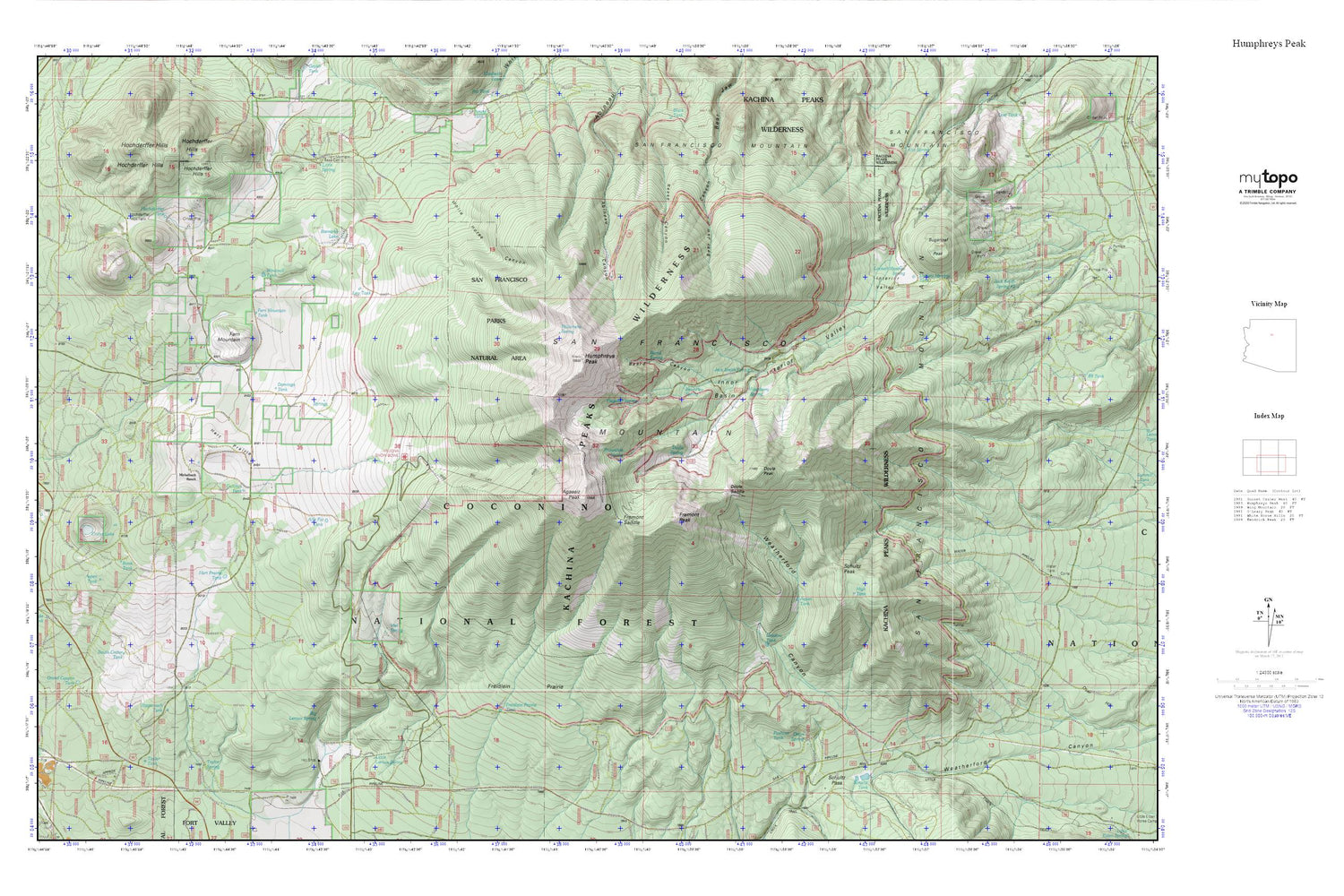 Humphreys Peak MyTopo Explorer Series Map Image