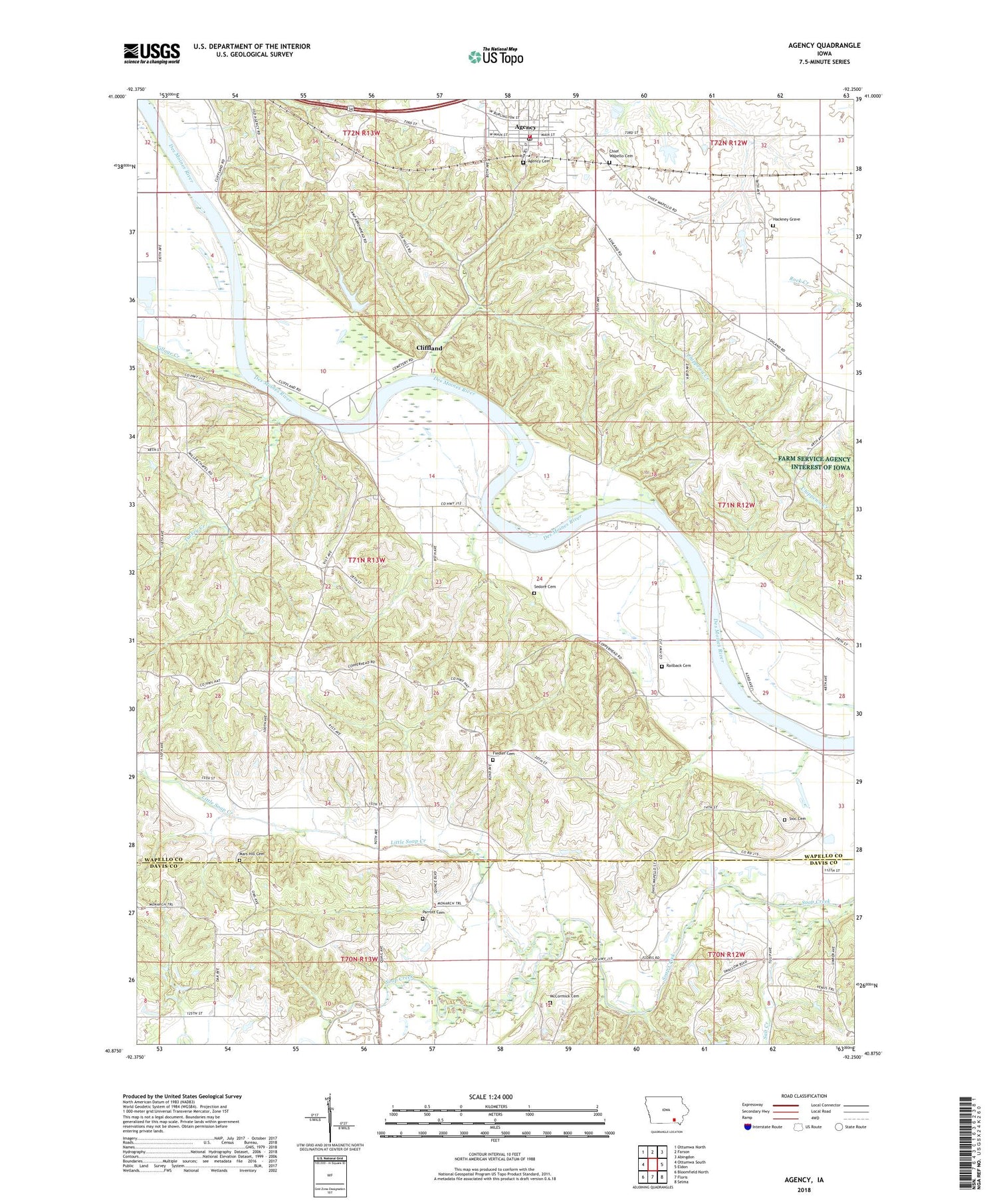 Agency Iowa US Topo Map Image