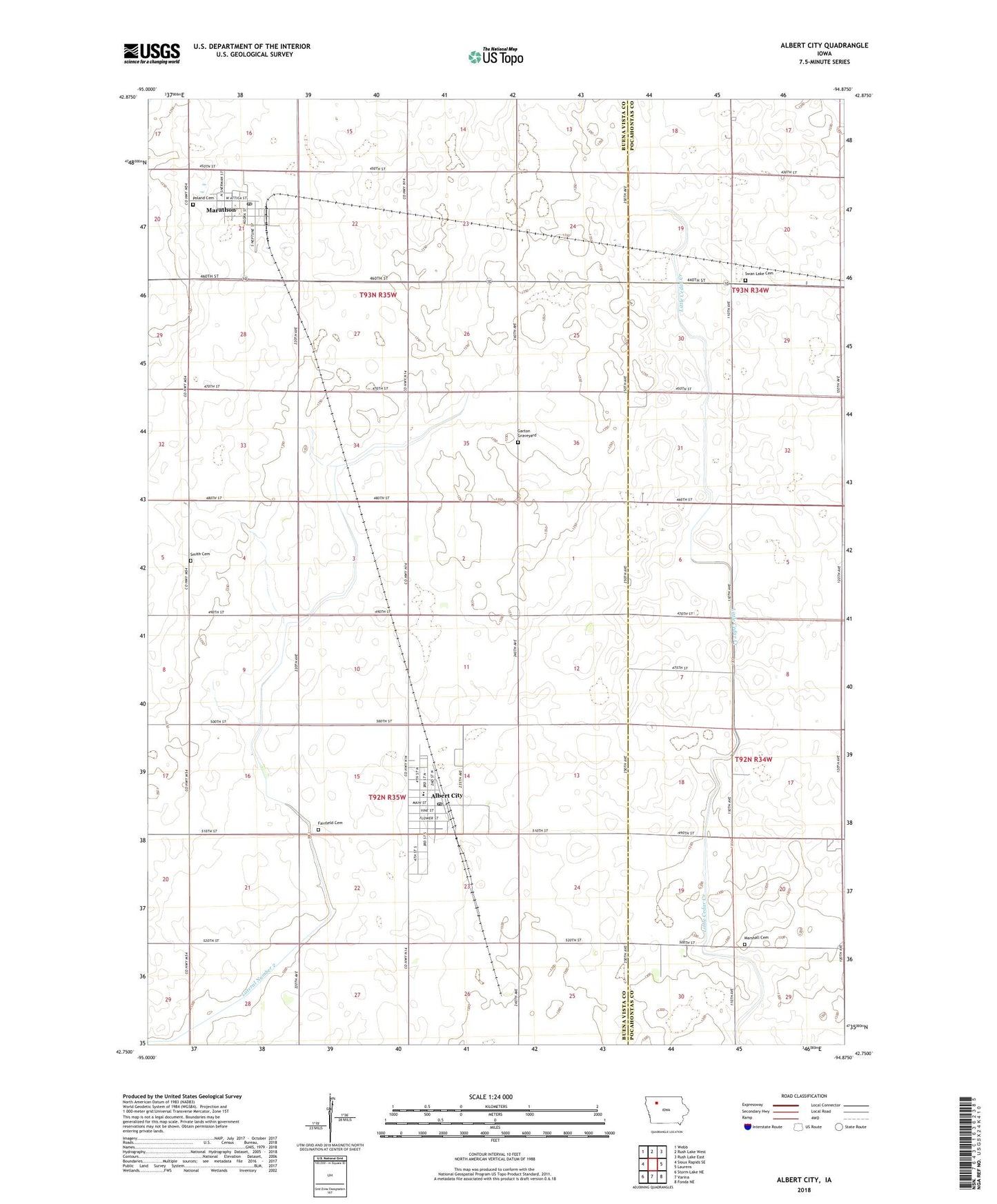 Albert City Iowa US Topo Map Image