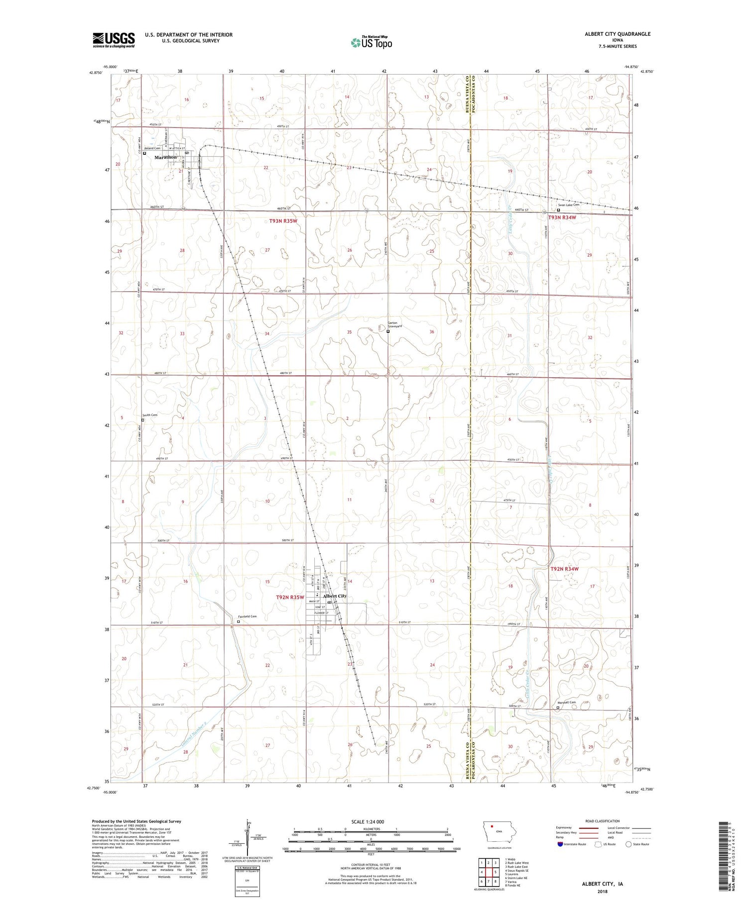 Albert City Iowa US Topo Map Image