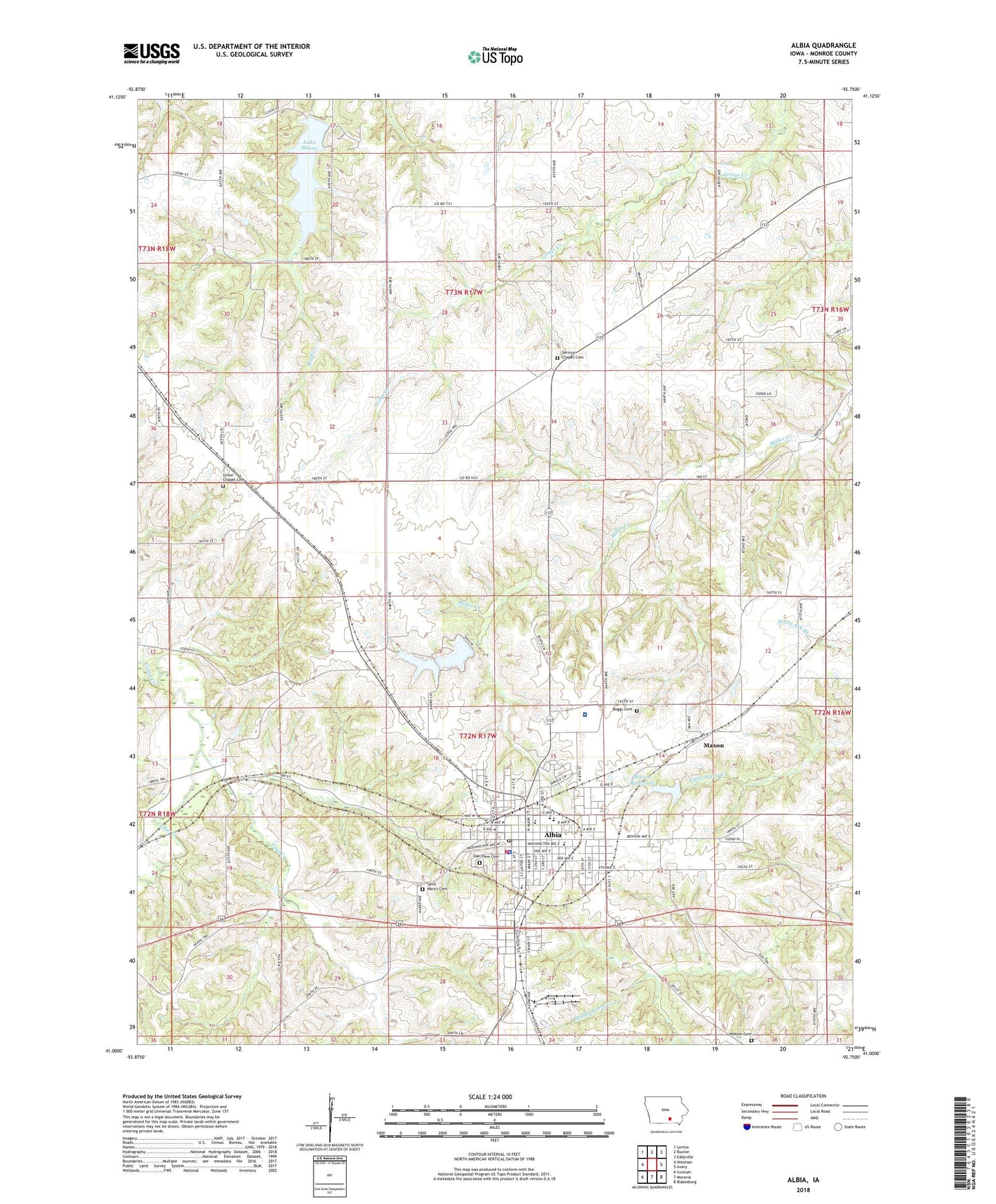 Albia Iowa US Topo Map Image