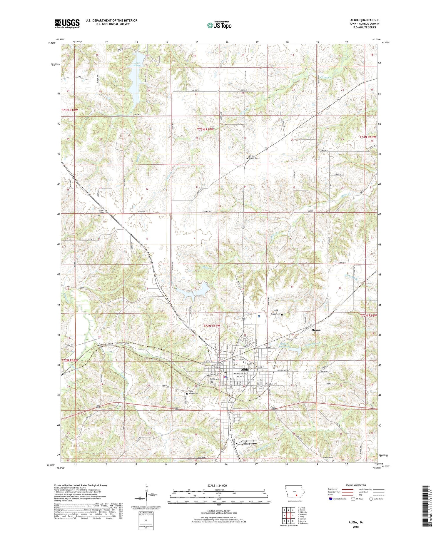 Albia Iowa US Topo Map Image