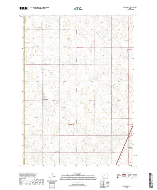Alexander Iowa US Topo Map Image