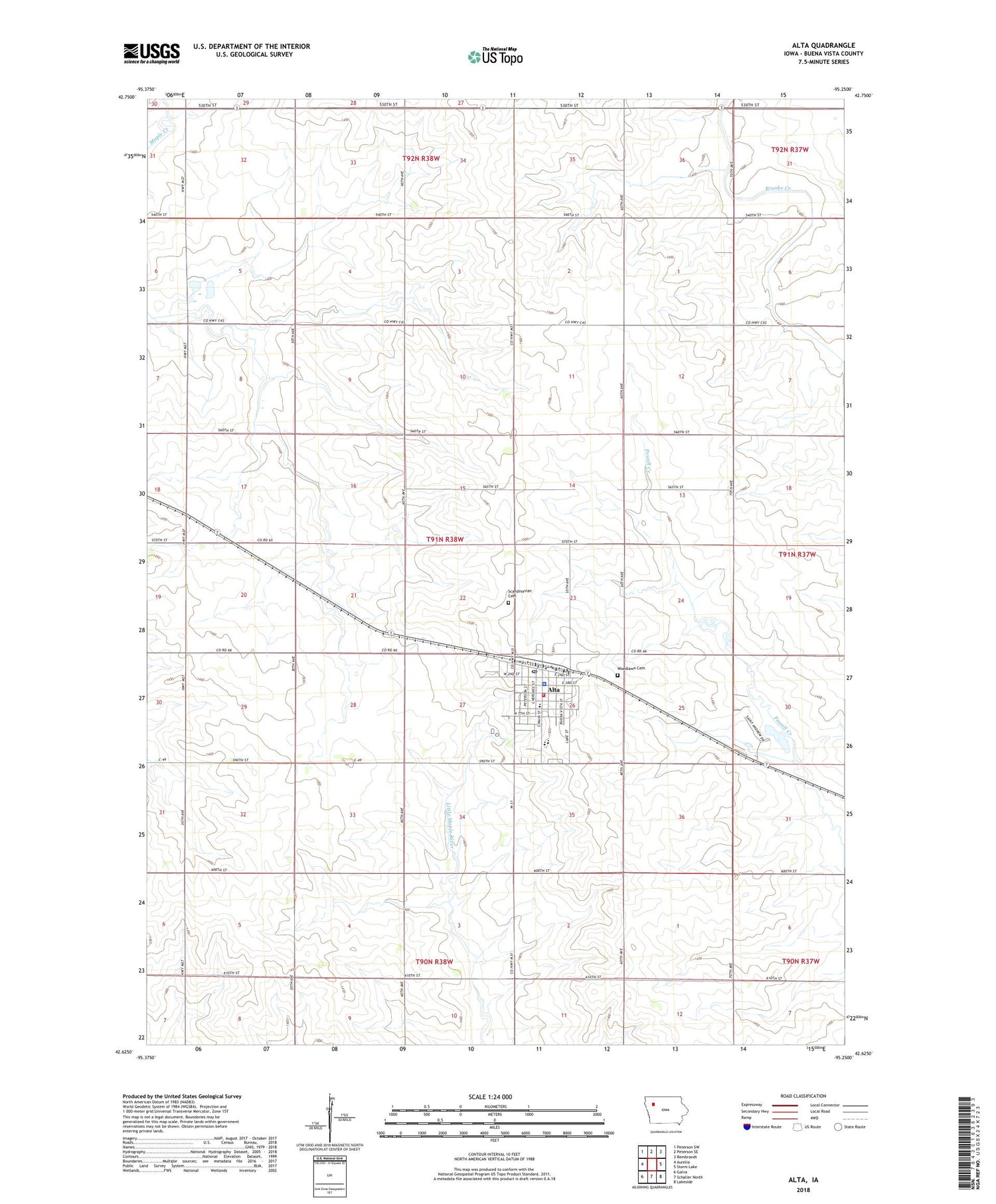 Alta Iowa US Topo Map Image