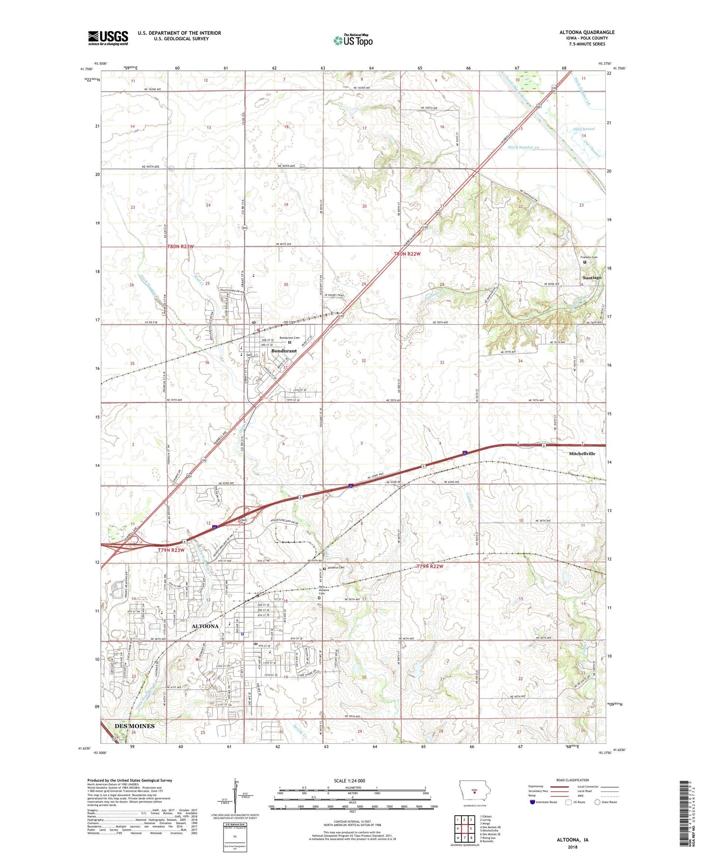 Altoona Iowa US Topo Map Image