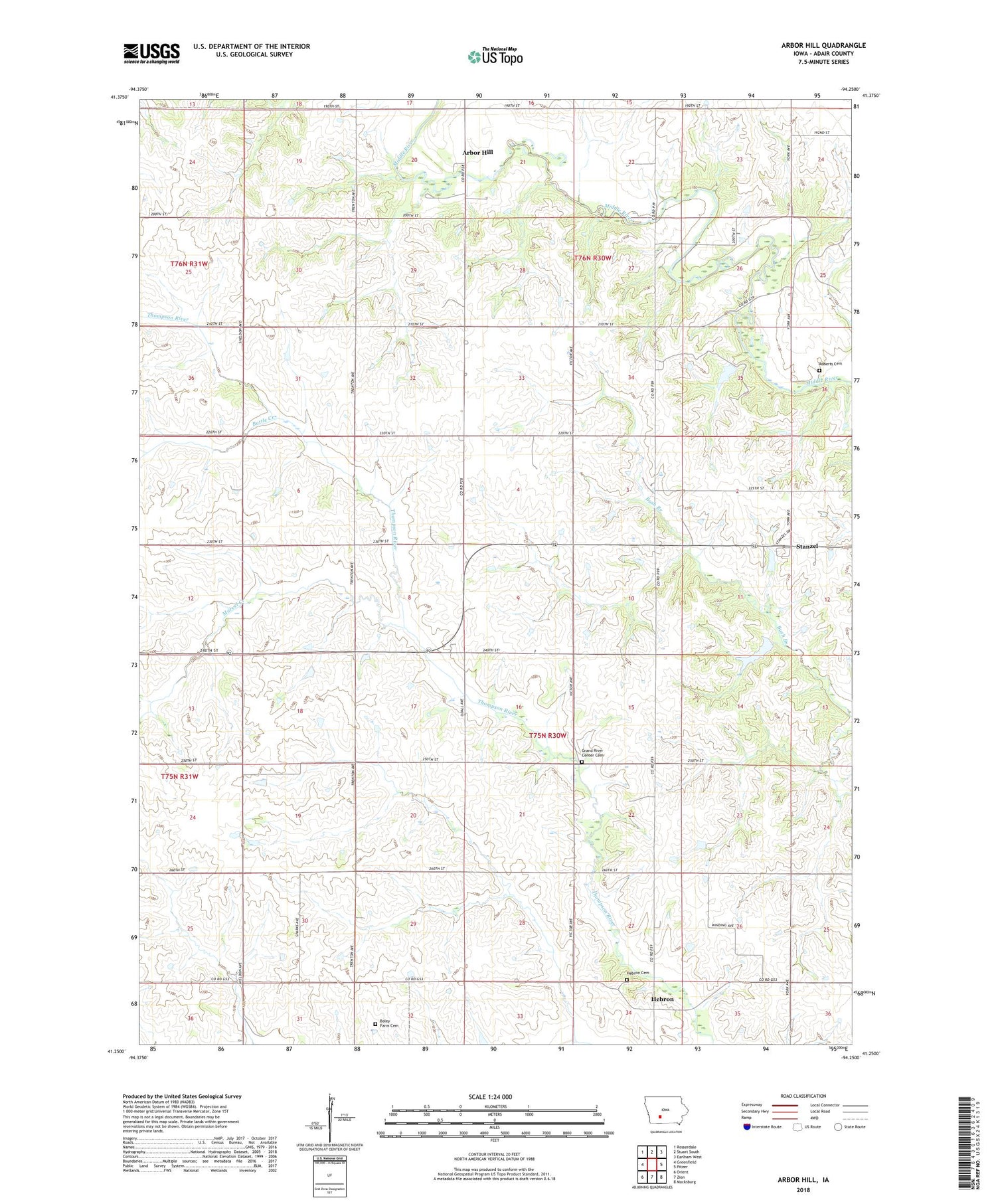 Arbor Hill Iowa US Topo Map Image