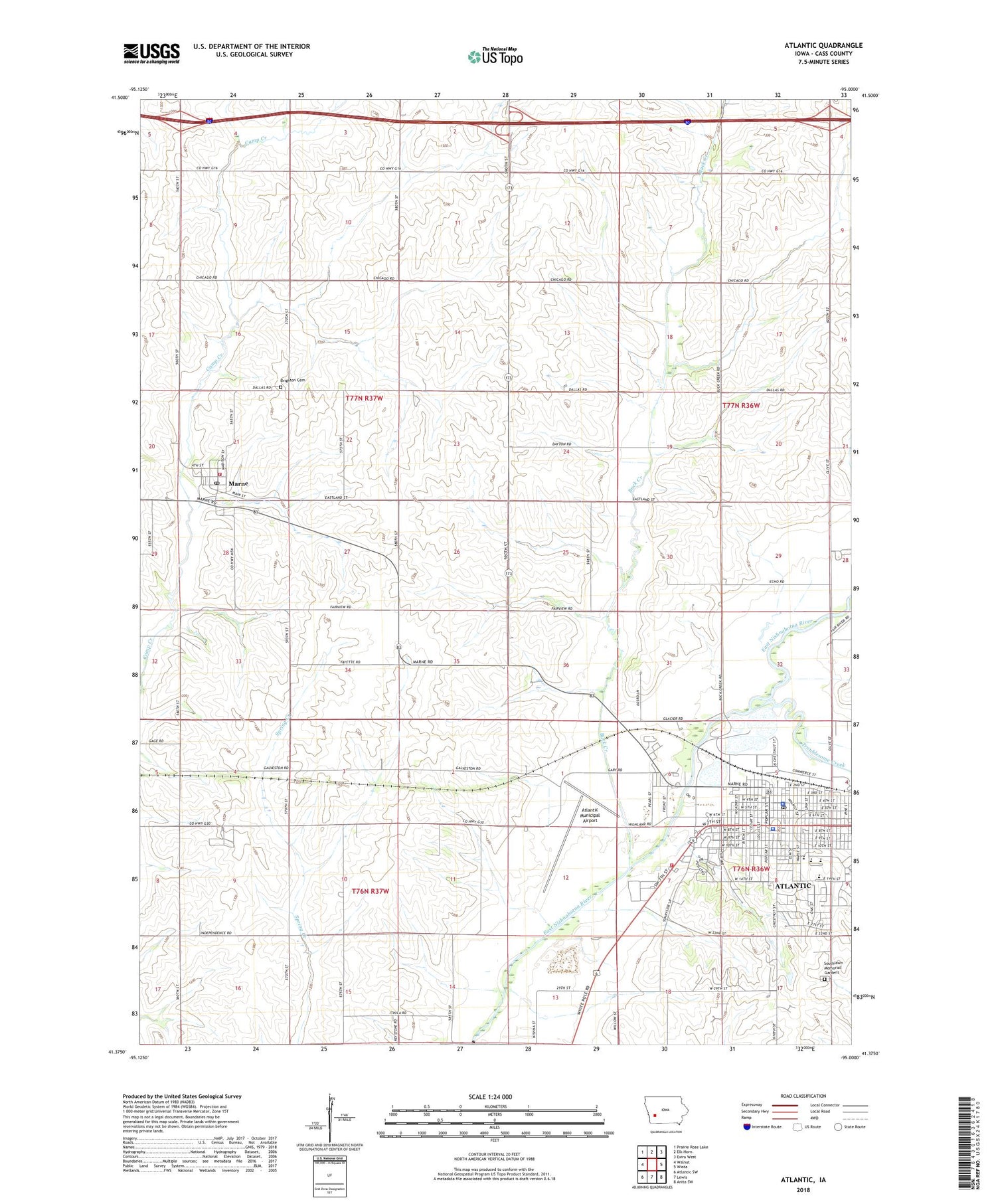 Atlantic Iowa US Topo Map Image