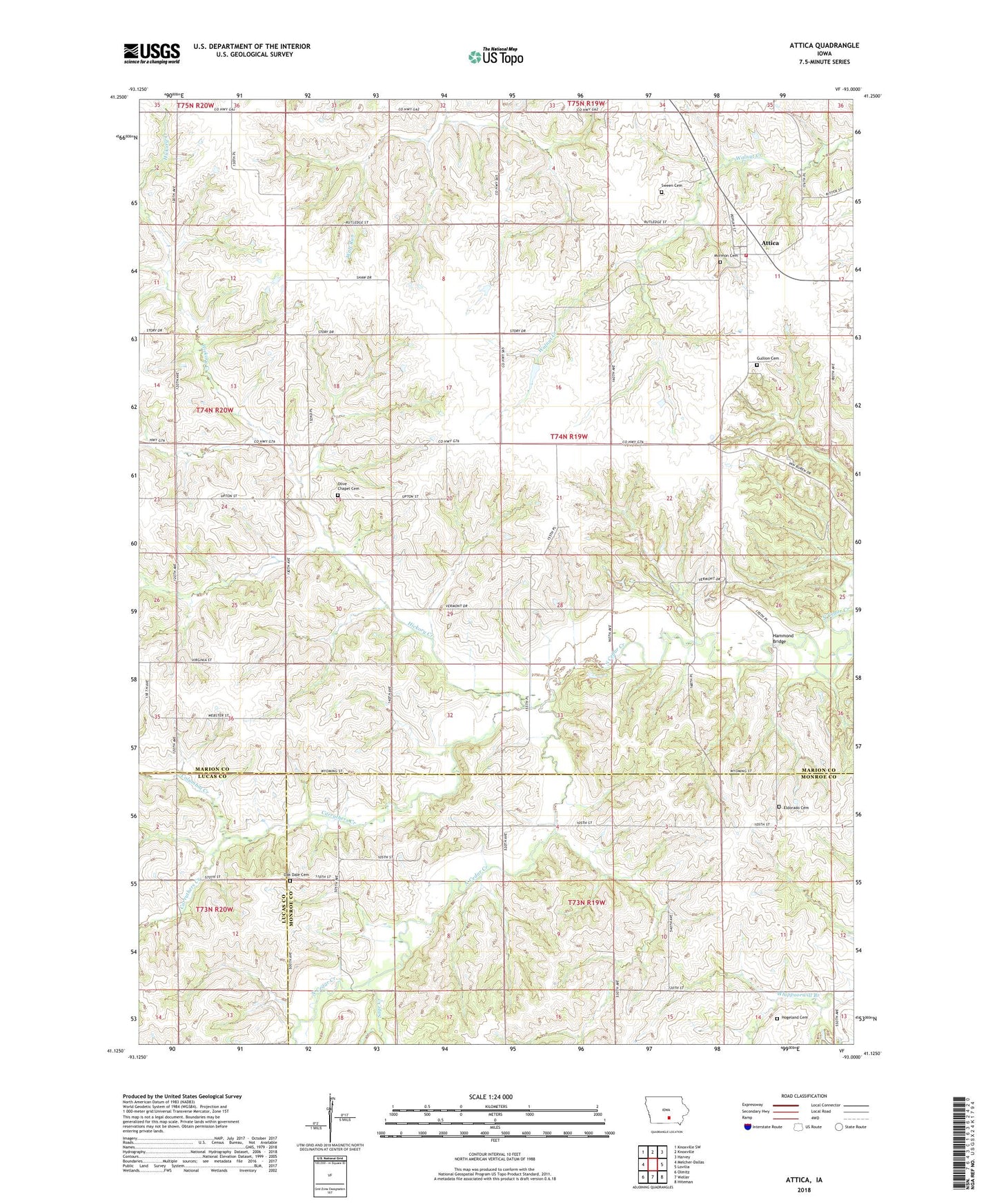 Attica Iowa US Topo Map Image