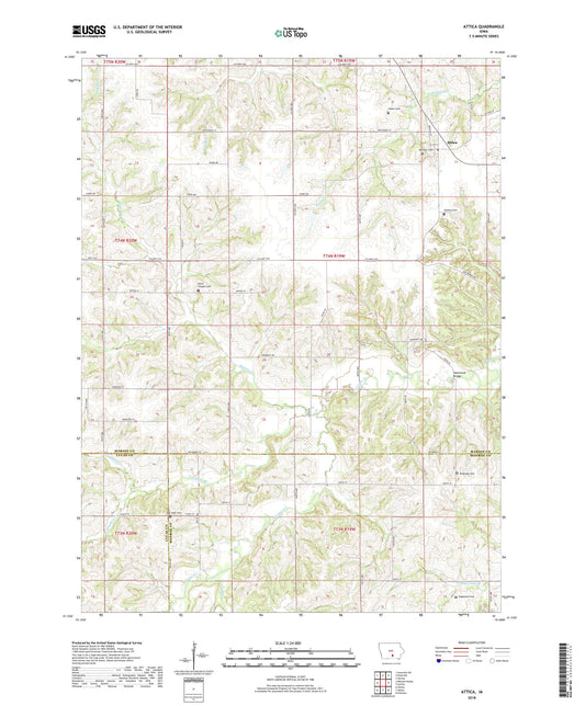 Attica Iowa US Topo Map Image