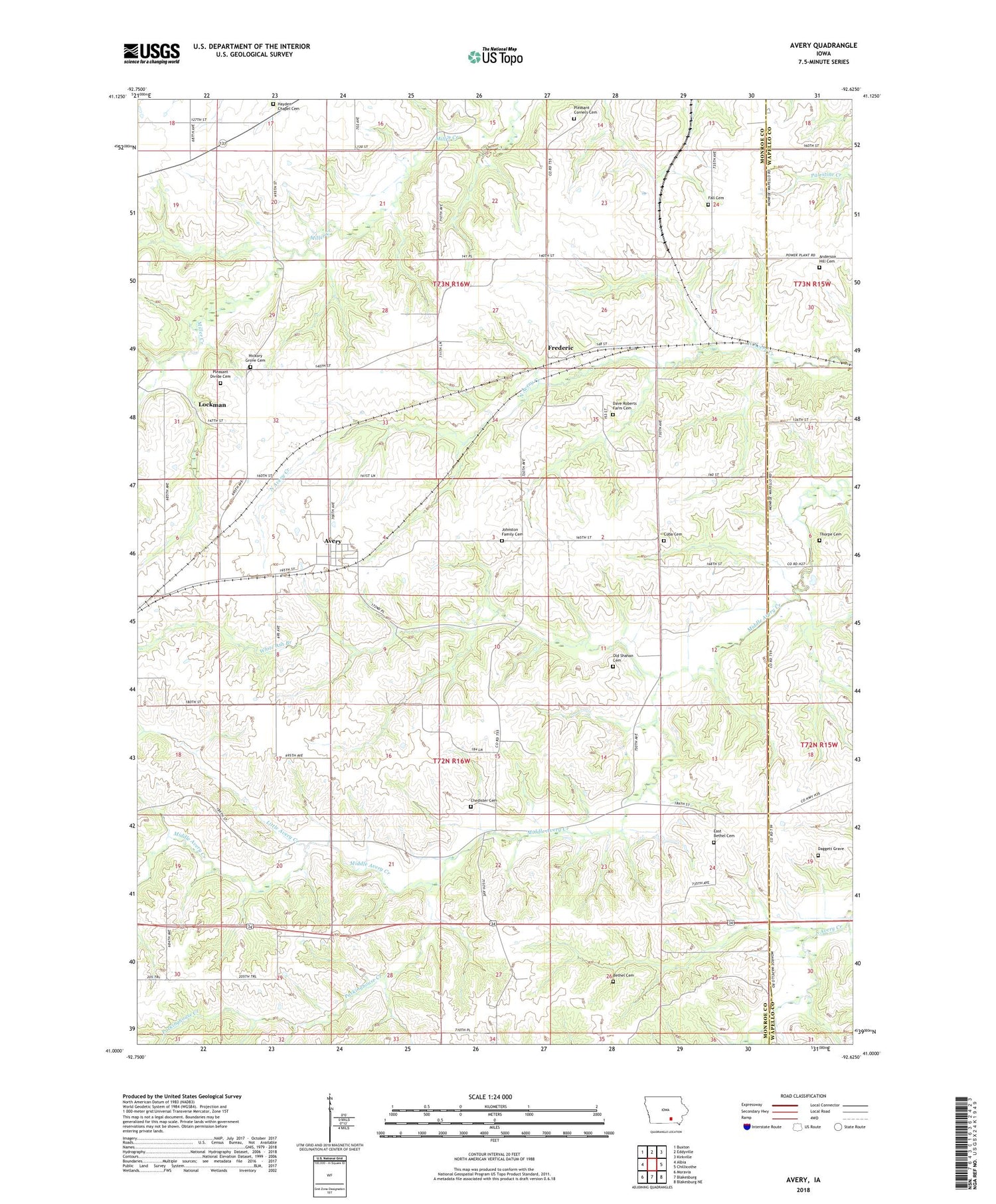 Avery Iowa US Topo Map Image