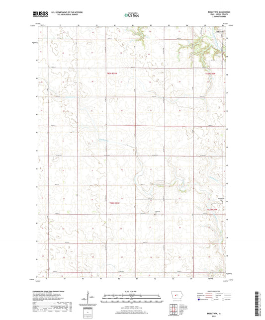 Bagley NW Iowa US Topo Map Image