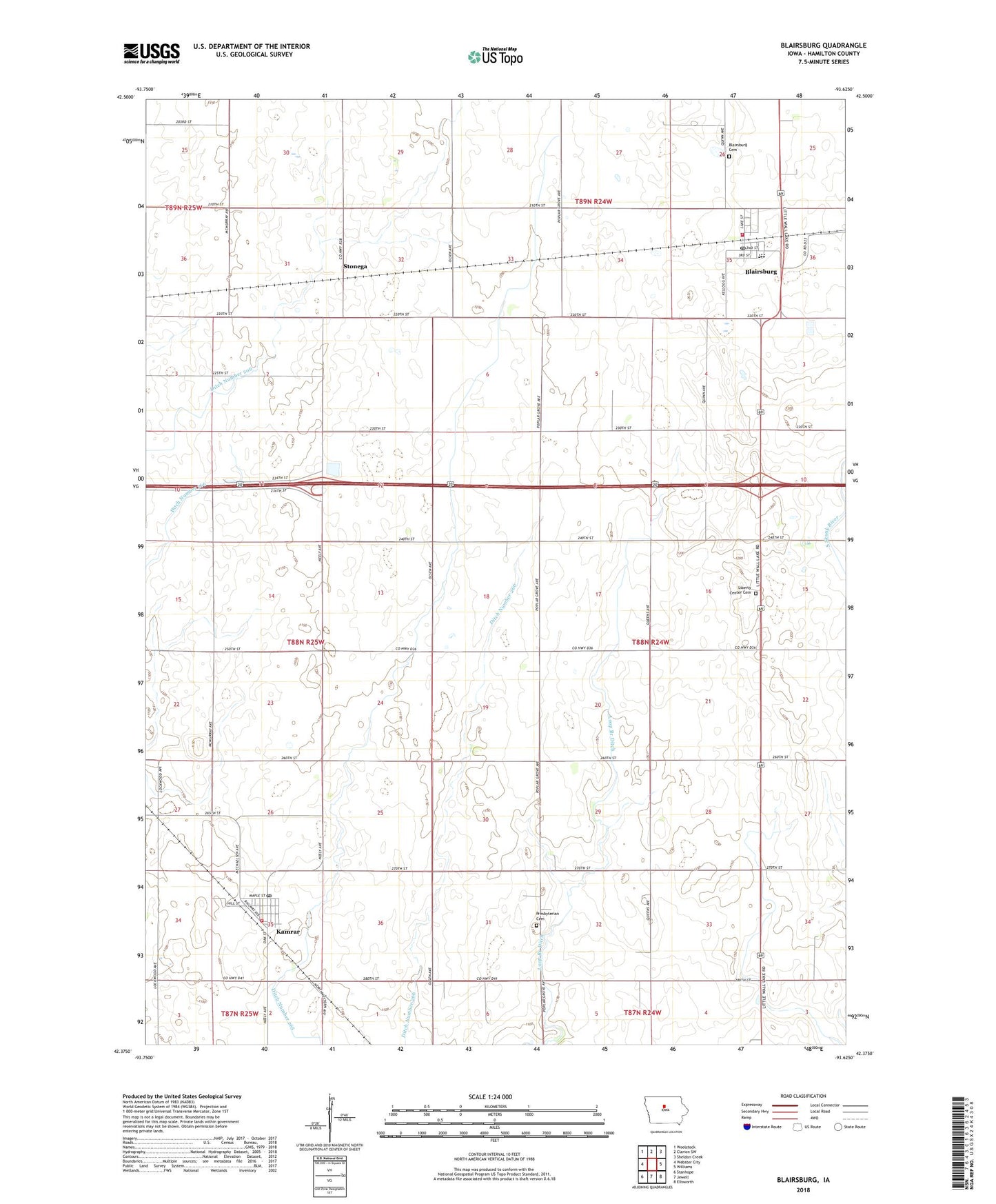 Blairsburg Iowa US Topo Map Image