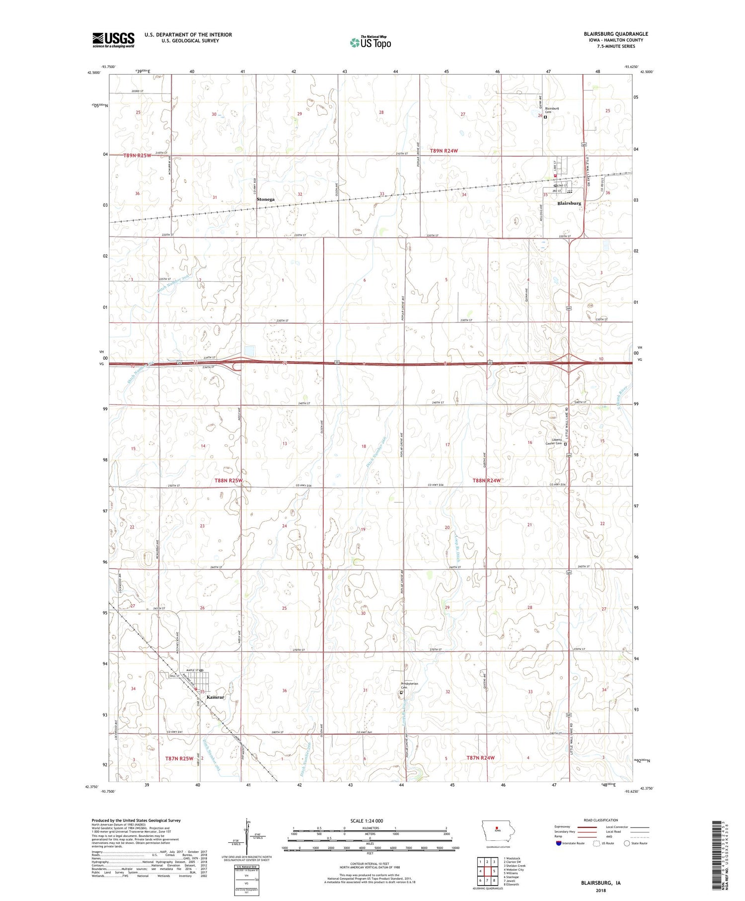 Blairsburg Iowa US Topo Map Image