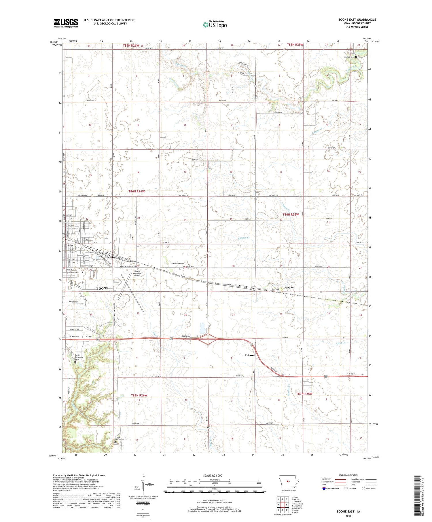 Boone East Iowa US Topo Map Image