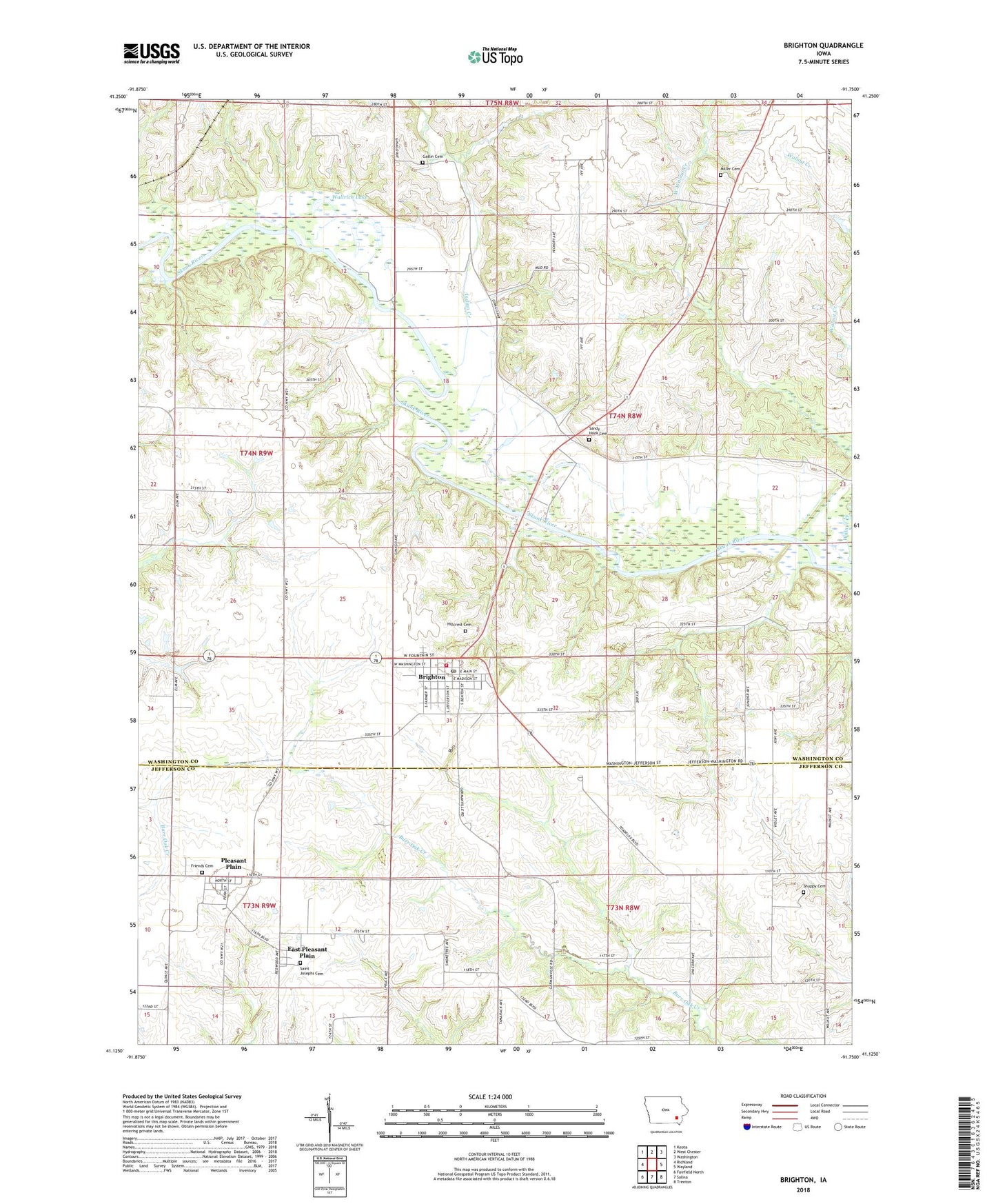 Brighton Iowa US Topo Map Image