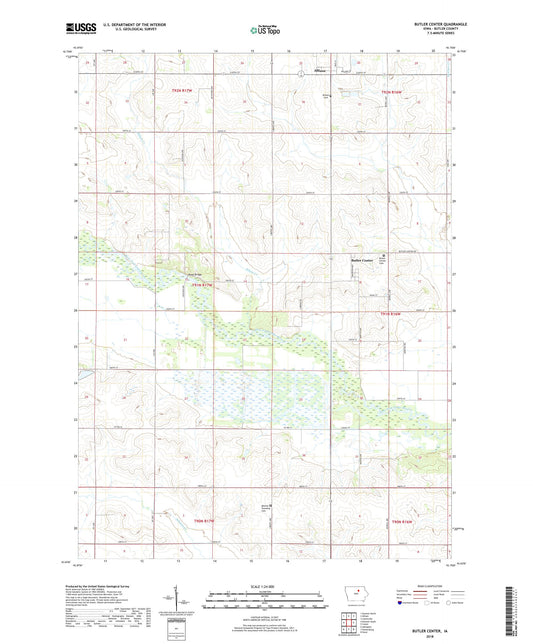 Butler Center Iowa US Topo Map Image