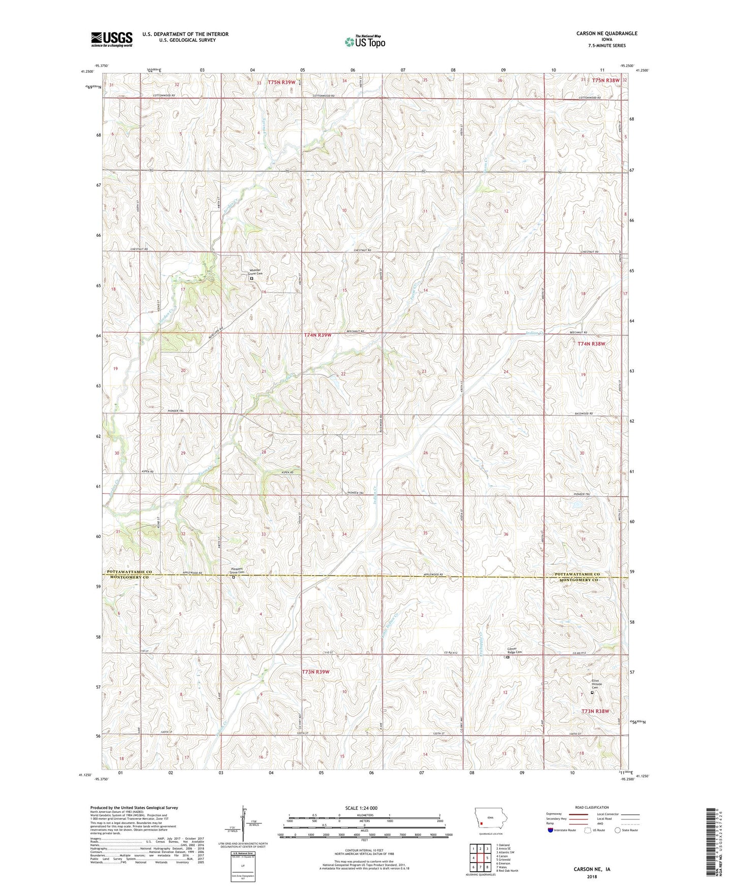 Carson NE Iowa US Topo Map Image