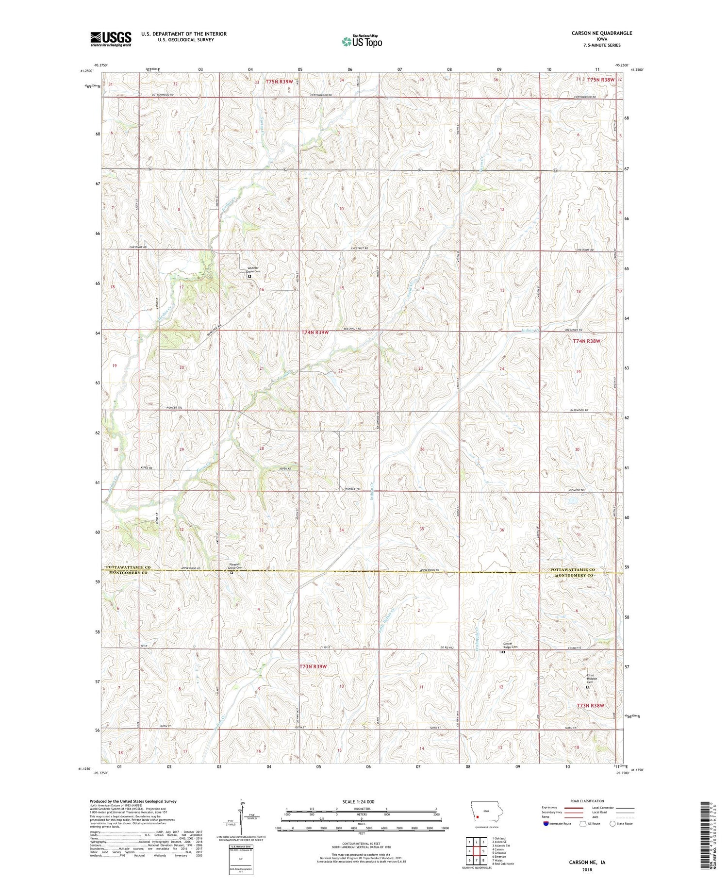 Carson NE Iowa US Topo Map Image