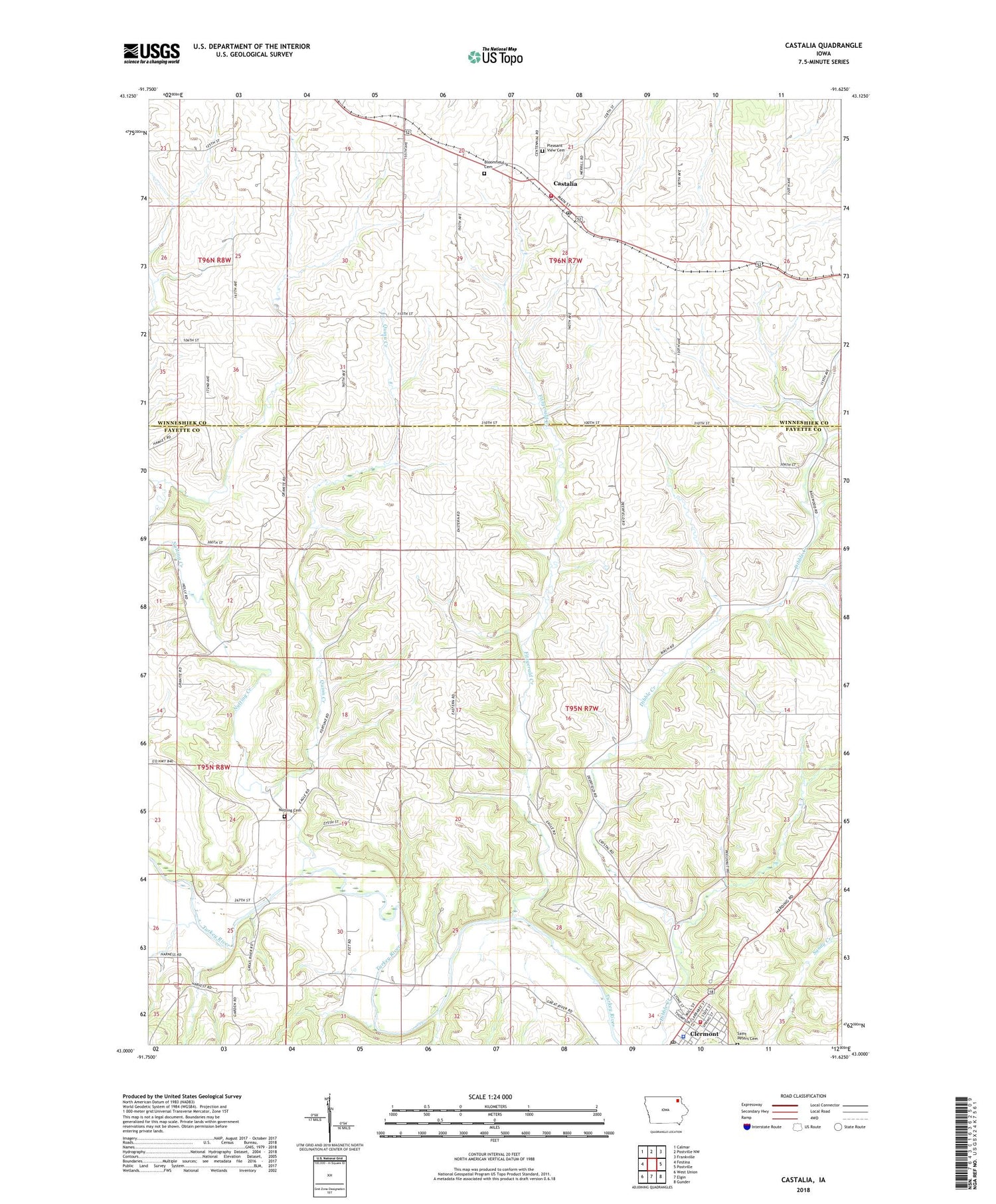 Castalia Iowa US Topo Map Image