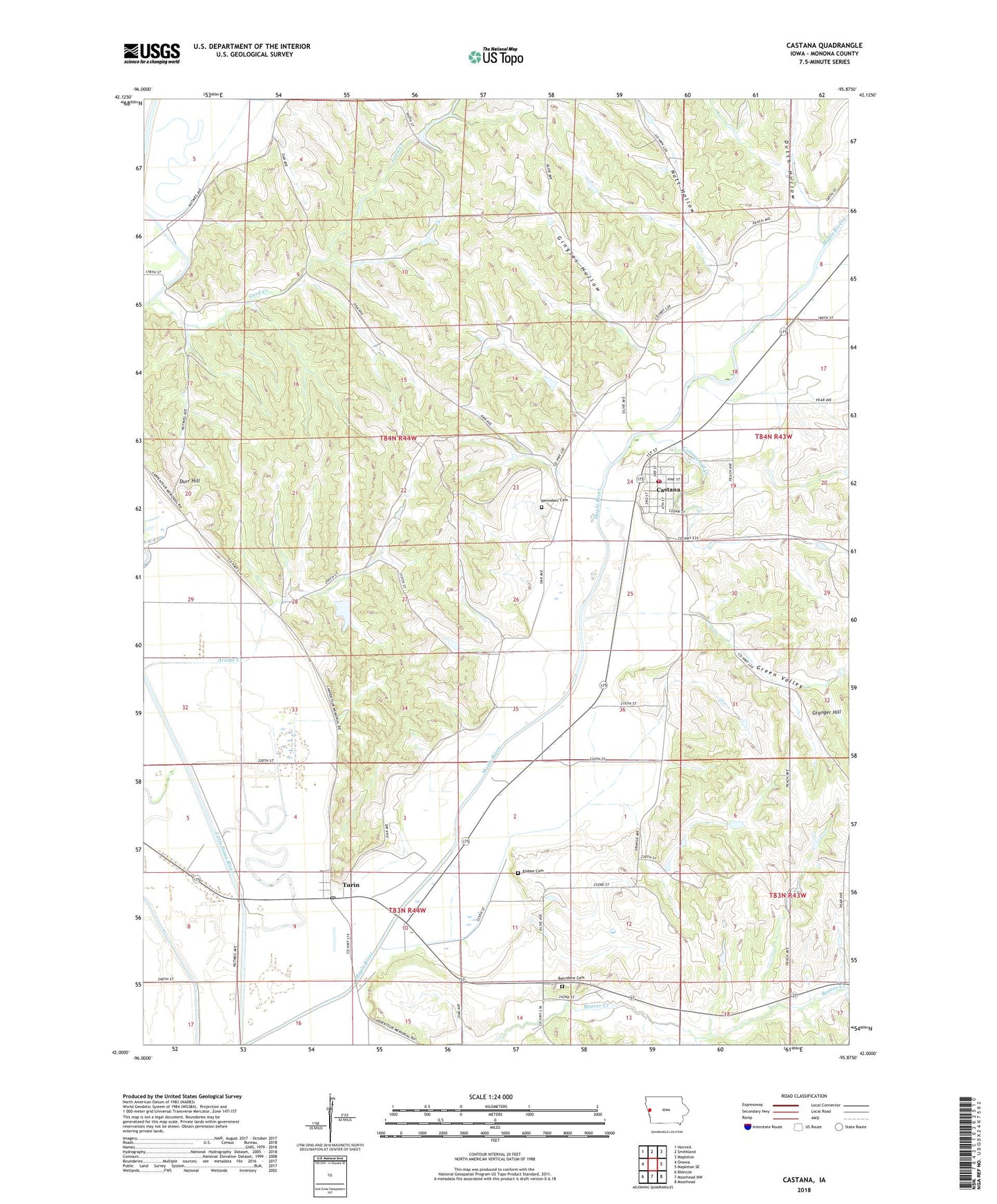 Castana Iowa US Topo Map Image