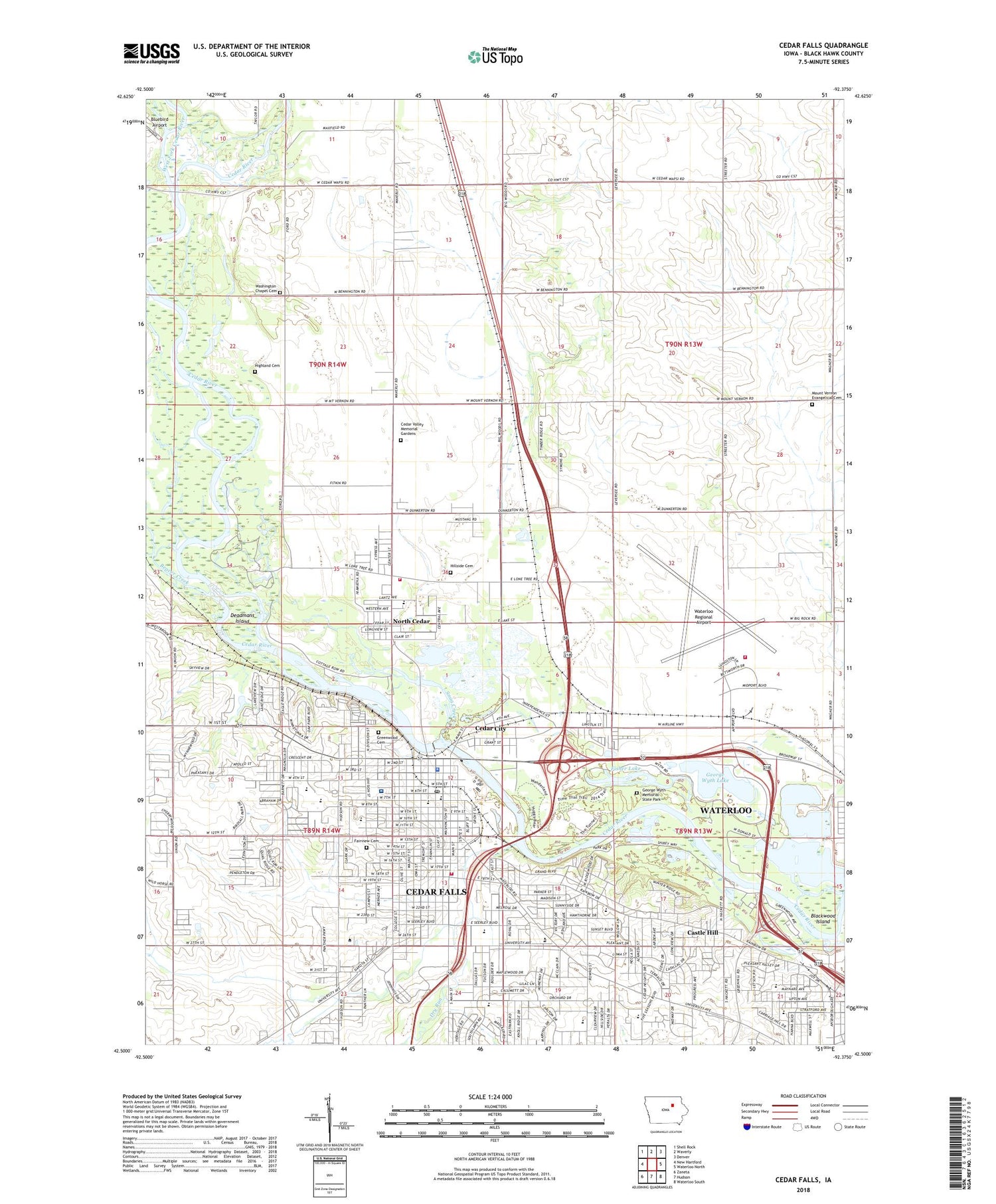 Cedar Falls Iowa US Topo Map Image