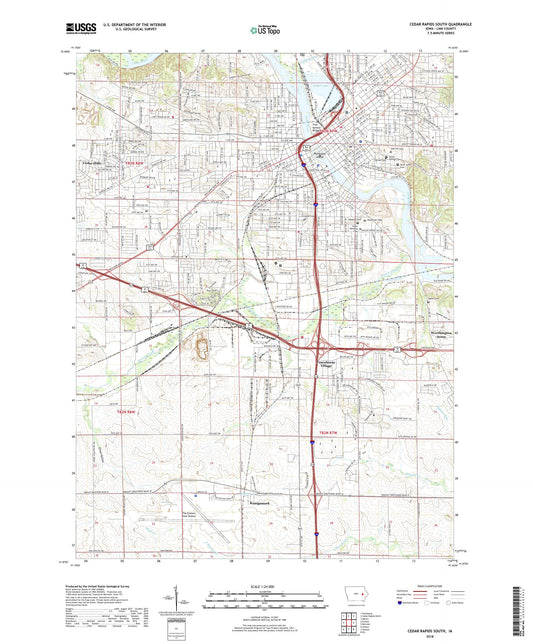 Cedar Rapids South Iowa US Topo Map Image