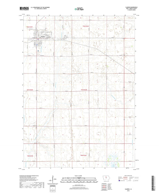 Clarion Iowa US Topo Map Image