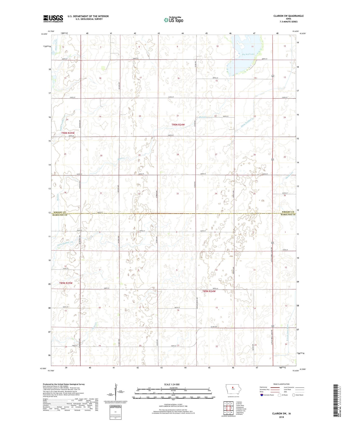 Clarion SW Iowa US Topo Map Image