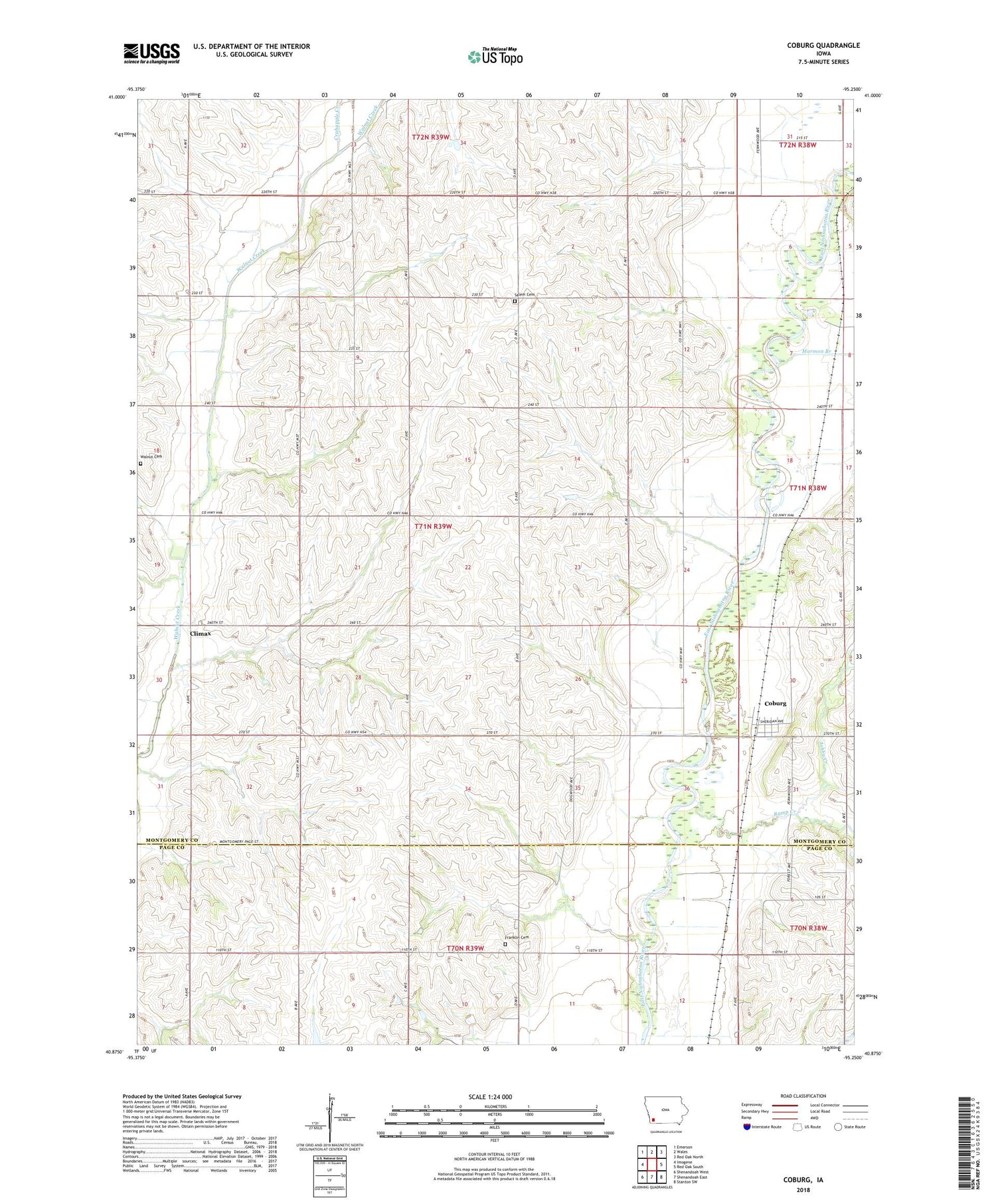 Coburg Iowa US Topo Map Image